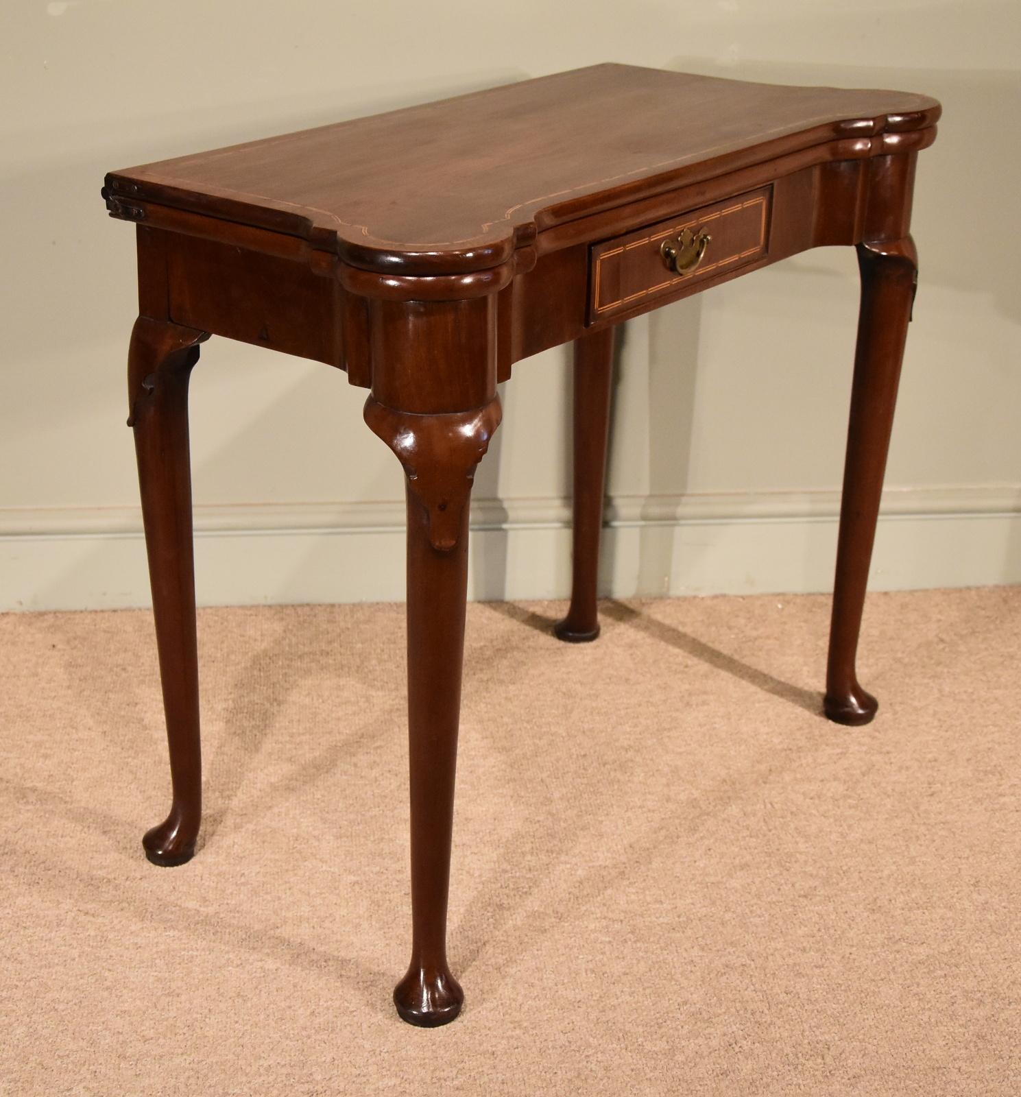 George II Fine Early 18th Century Inlaid Pad Foot Card Table For Sale