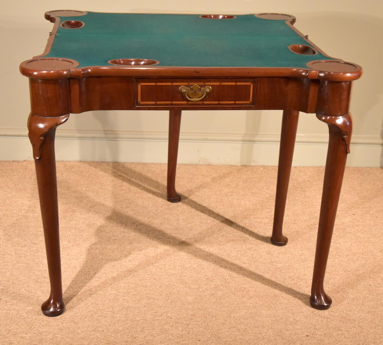 English Fine Early 18th Century Inlaid Pad Foot Card Table For Sale