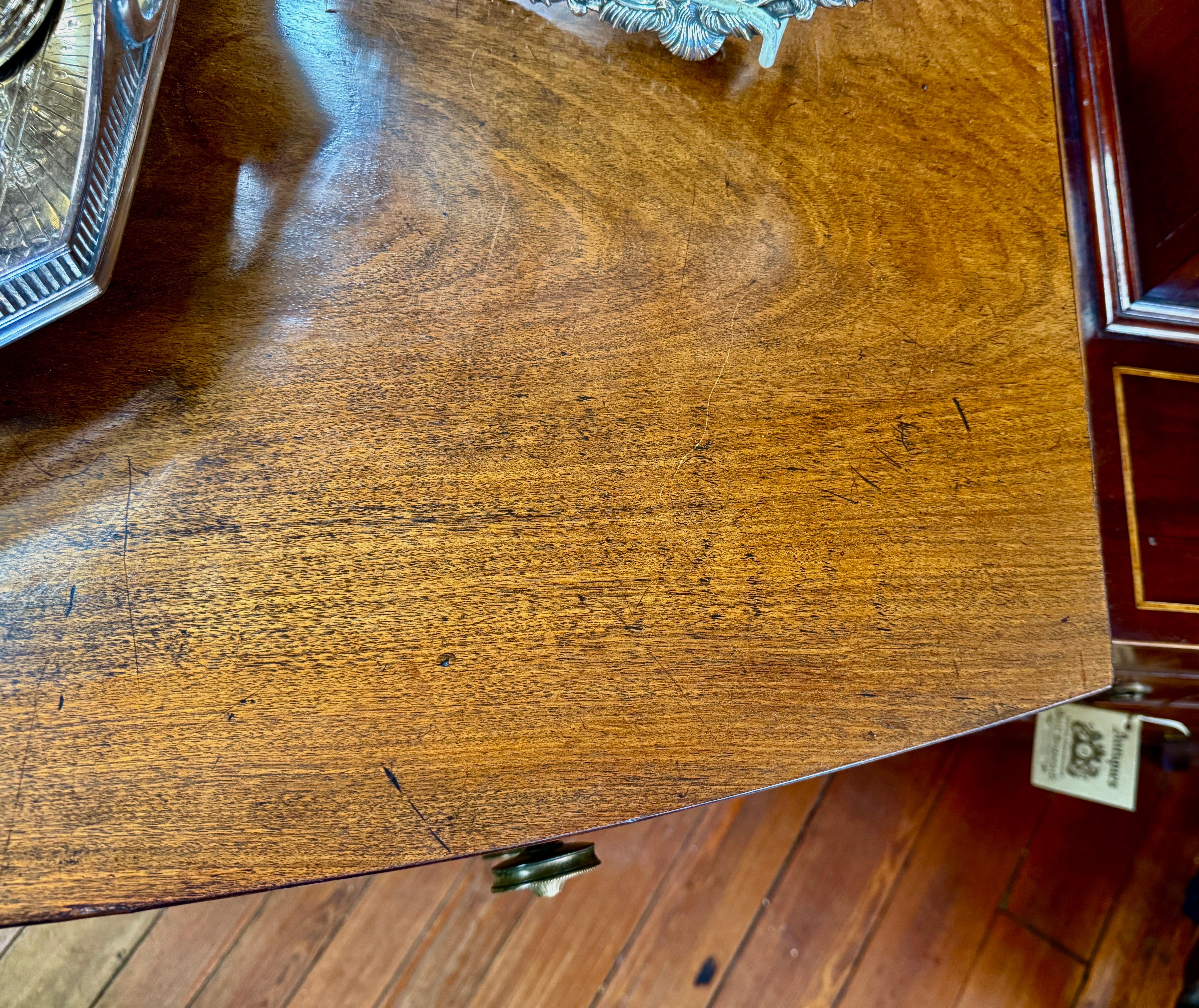 Fine Early 19th C. Geo. III Figured Mahogany Bowfront Hepplewhite Sideboard For Sale 3