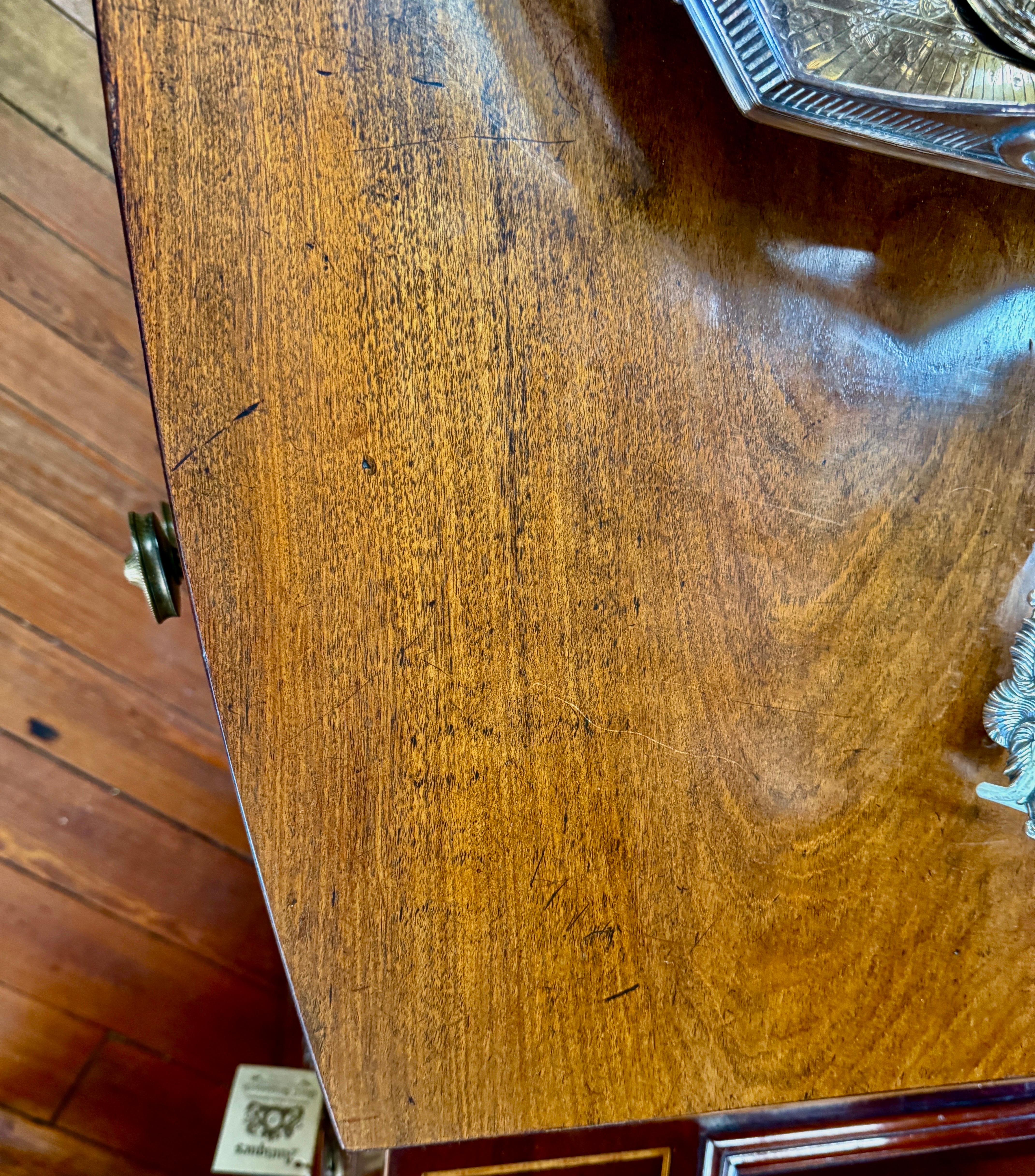 Fine Early 19th C. Geo. III Figured Mahogany Bowfront Hepplewhite Sideboard For Sale 5