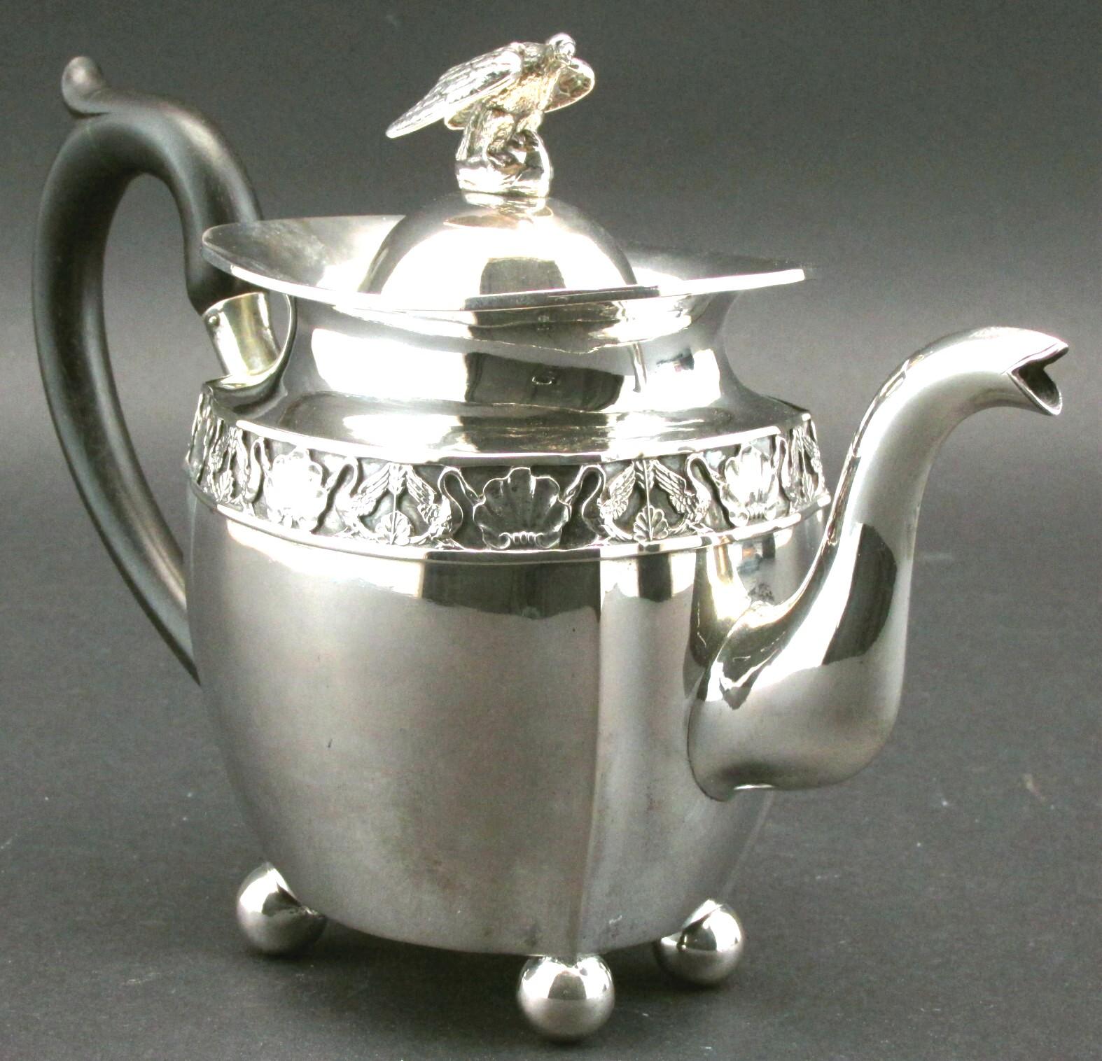 Hand-Crafted Fine Early 19th Century Neoclassical Silver Teapot, Probably Russian Circa 1825 For Sale