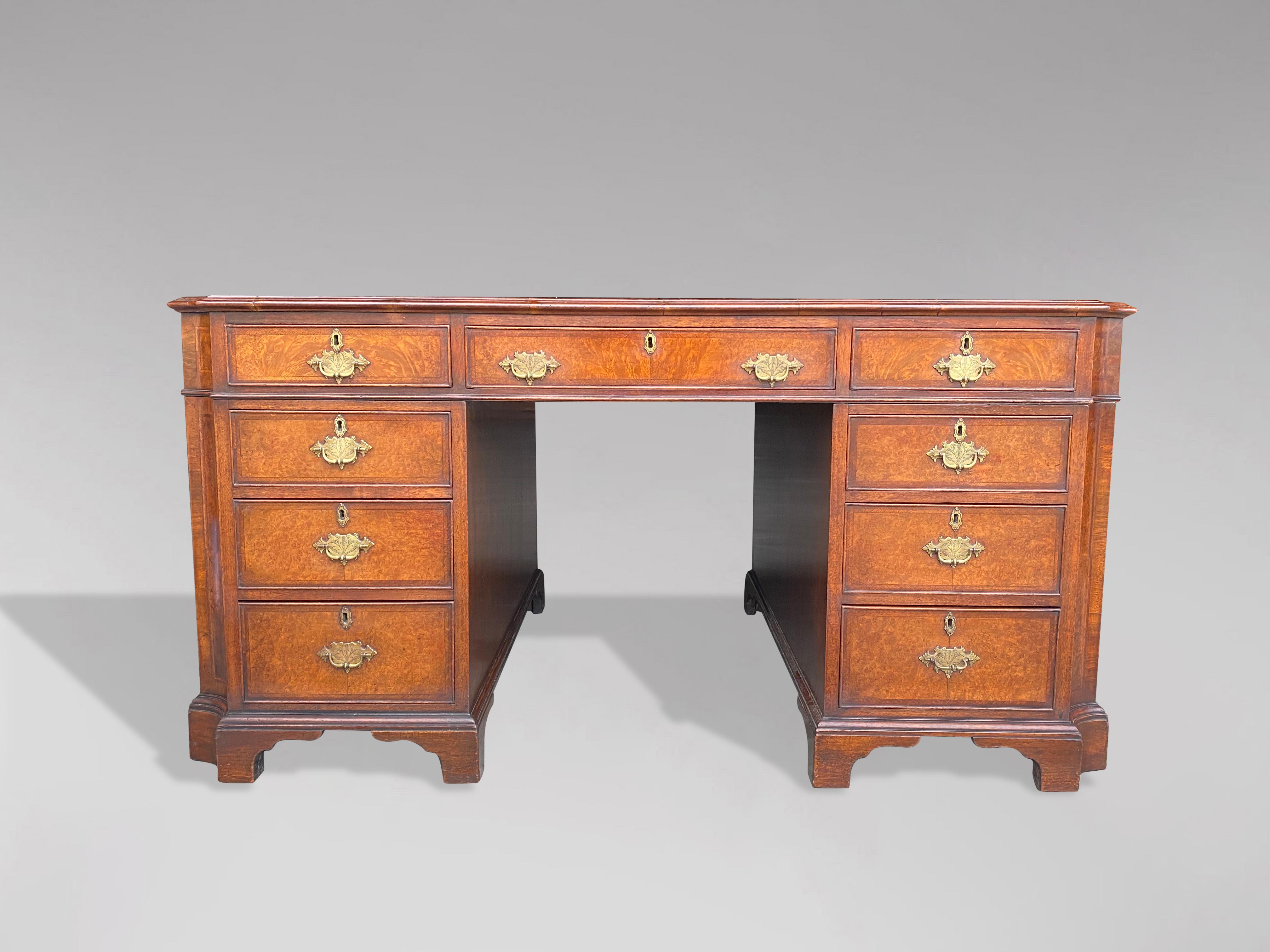 Fine Early 19th Century Walnut and Inlay Partners Desk For