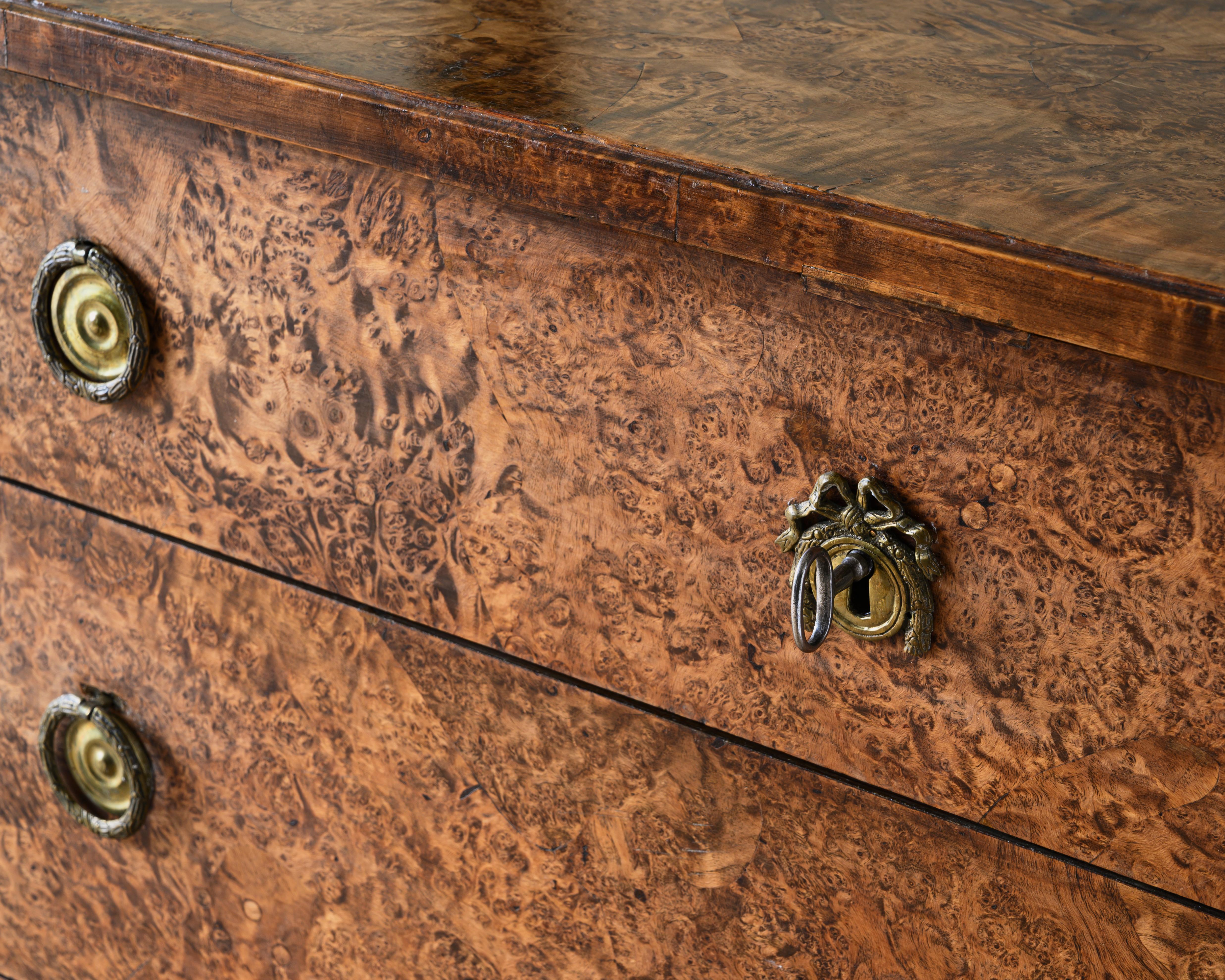 Swedish Fine Early 19th Century Gustavian Alder Root Chest of Drawers