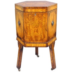 Antique Fine Early 19th Century Inlaid Sheraton Wine Cooler Cellaret