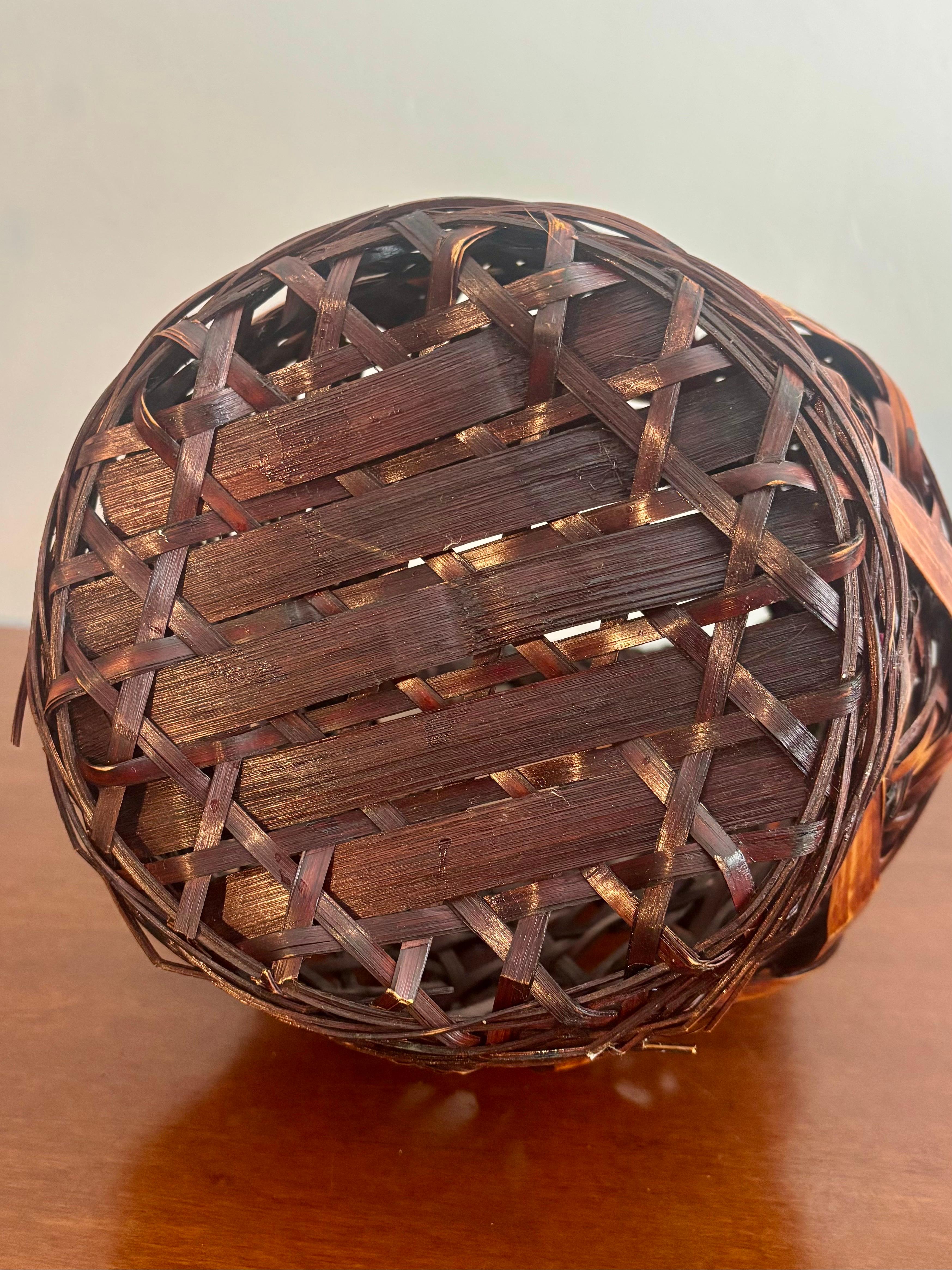 Fine Early 20th C. Japanese Bamboo Ikebana Basket For Sale 2