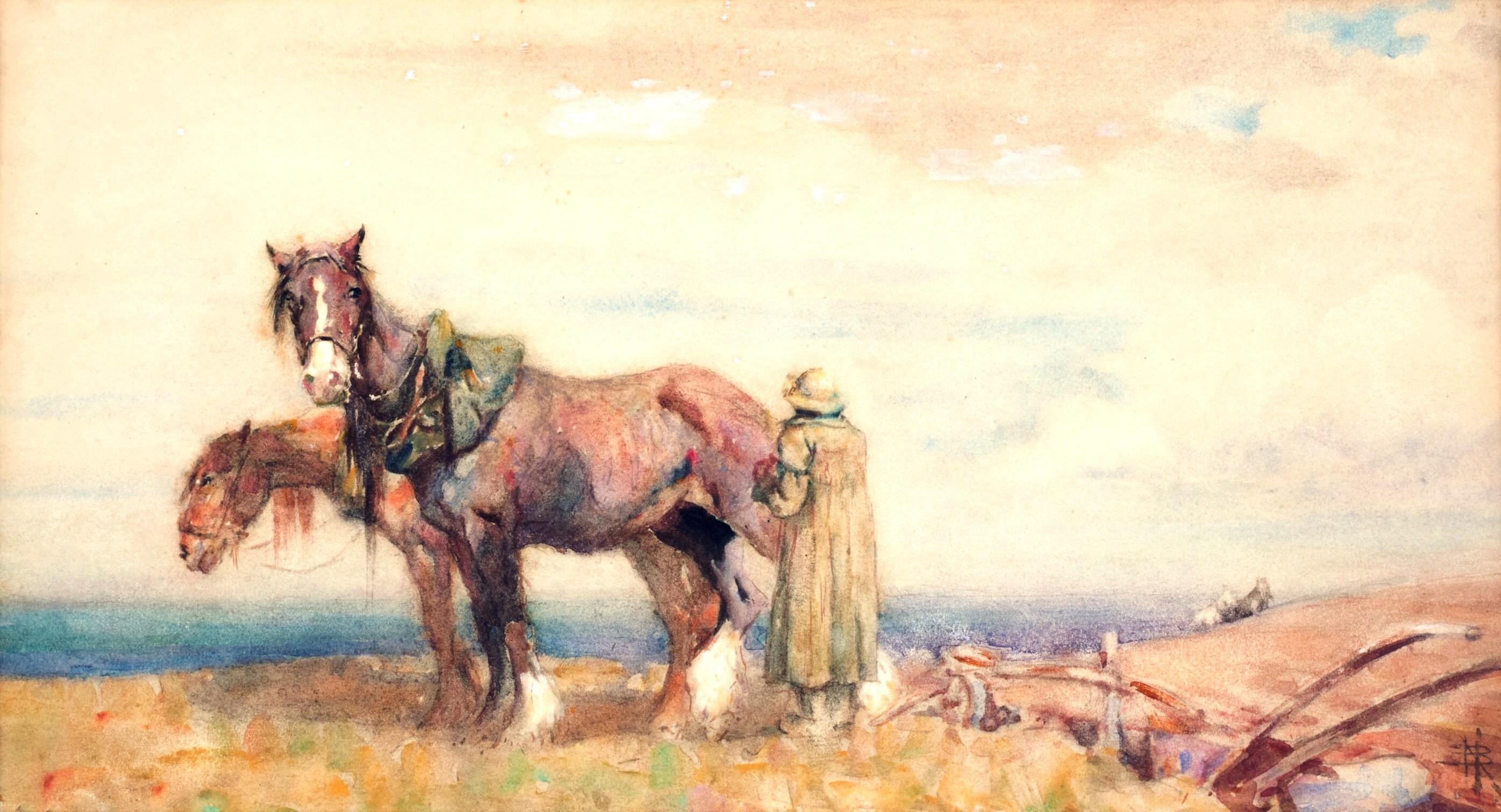 Victorian Fine Early 20th Century Equine Watercolour by Nathanial Hughes John Baird R.O.I  For Sale