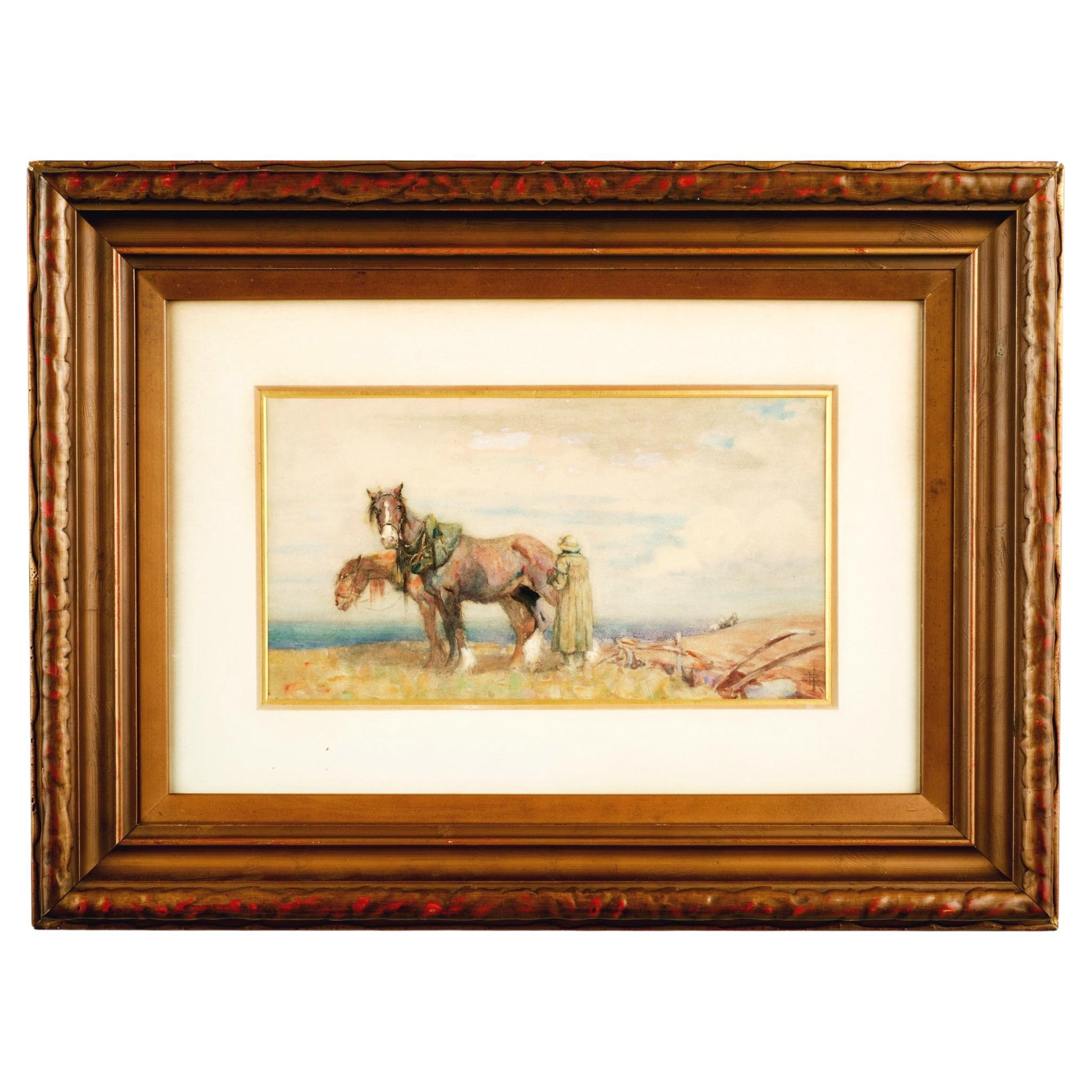 Fine Early 20th Century Equine Watercolour by Nathanial Hughes John Baird R.O.I  For Sale