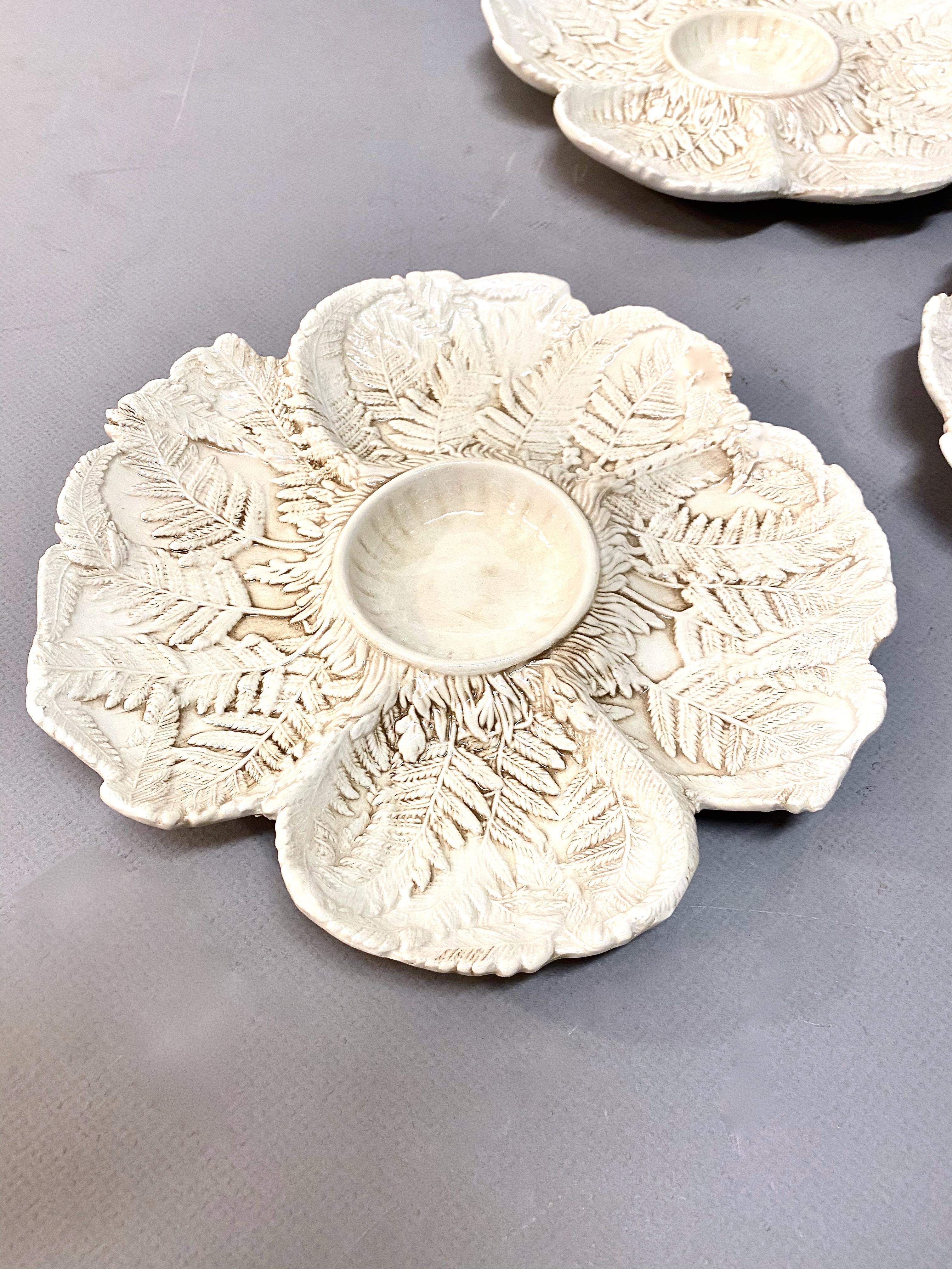 Ceramic Fine Early 20th Century Fern Leaf Artichoke Plates, Set of 12