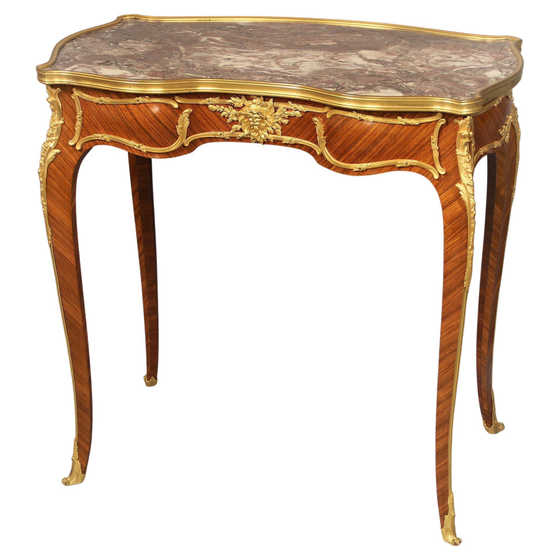 Fine Early 20th Century Gilt Bronze Mounted Side/Writing Table by François Linke