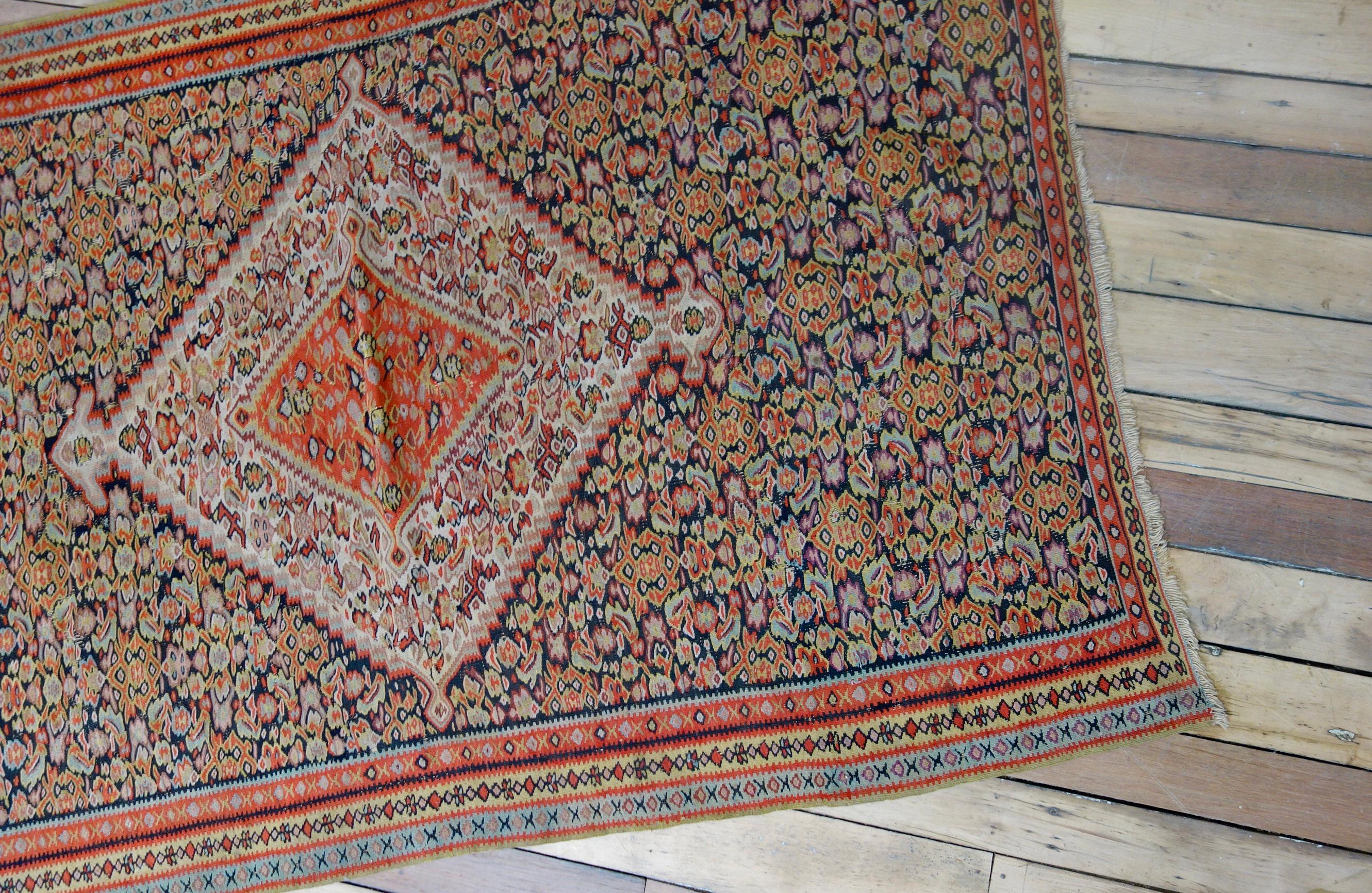 XIXe siècle Tapis Kilim Senneh raffiné du début du XXe siècle en vente