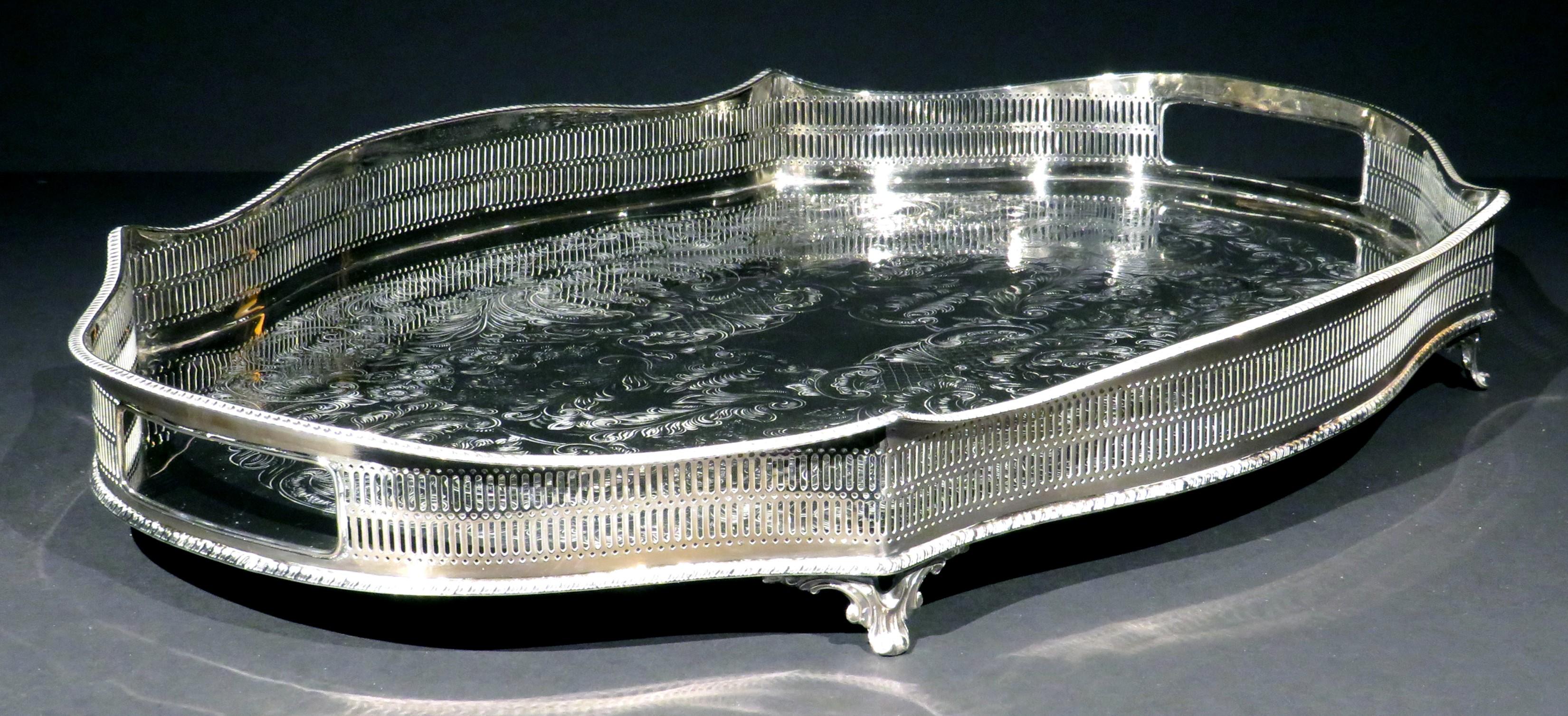 Other Fine Early 20th Century Silver Plated Gallery / Drinks Tray, England Circa 1920