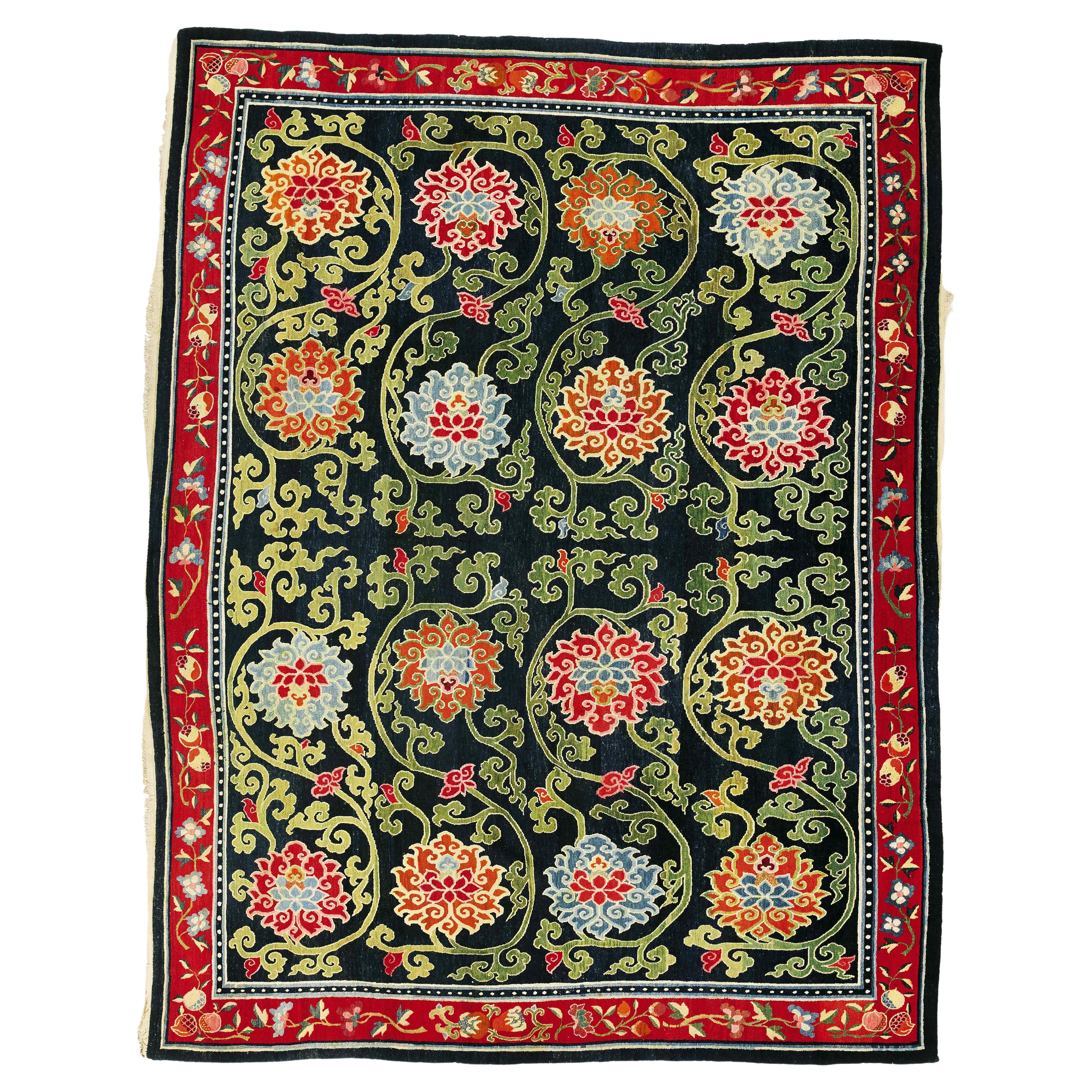 Fine Early 20th Century Tibetan Carpet For Sale