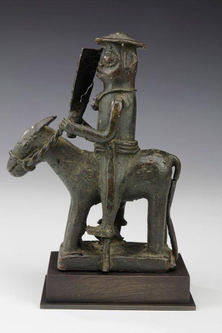 Tribal Fine Early Bronze Horseman. Benin, Nigeria