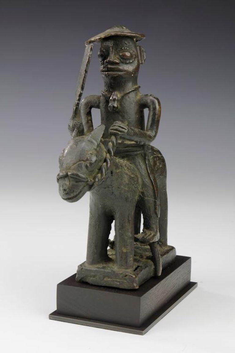 19th Century Fine Early Bronze Horseman. Benin, Nigeria