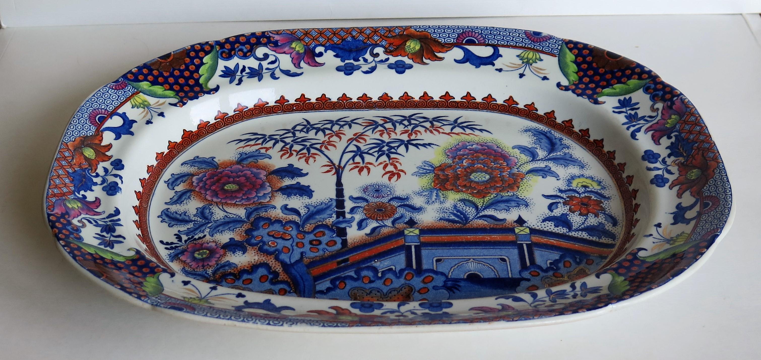 Fine Georgian Davenport Ironstone Platter Bamboo and Peony Pattern, circa 1810 In Good Condition In Lincoln, Lincolnshire