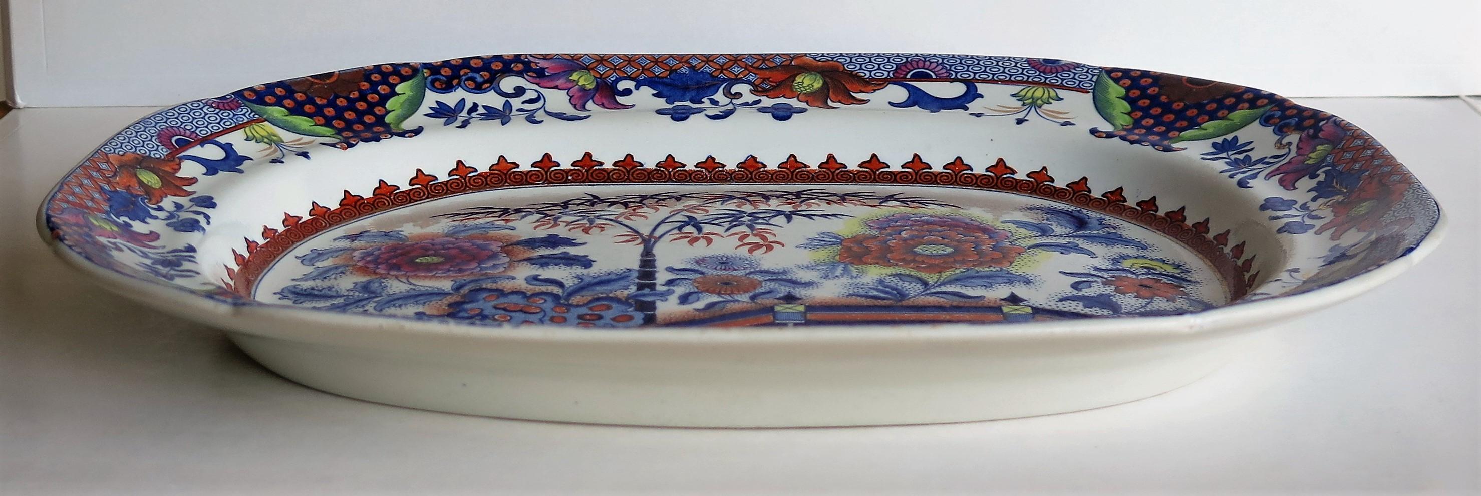 19th Century Fine Georgian Davenport Ironstone Platter Bamboo and Peony Pattern, circa 1810