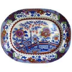 Fine Georgian Davenport Ironstone Platter Bamboo and Peony Pattern, circa 1810