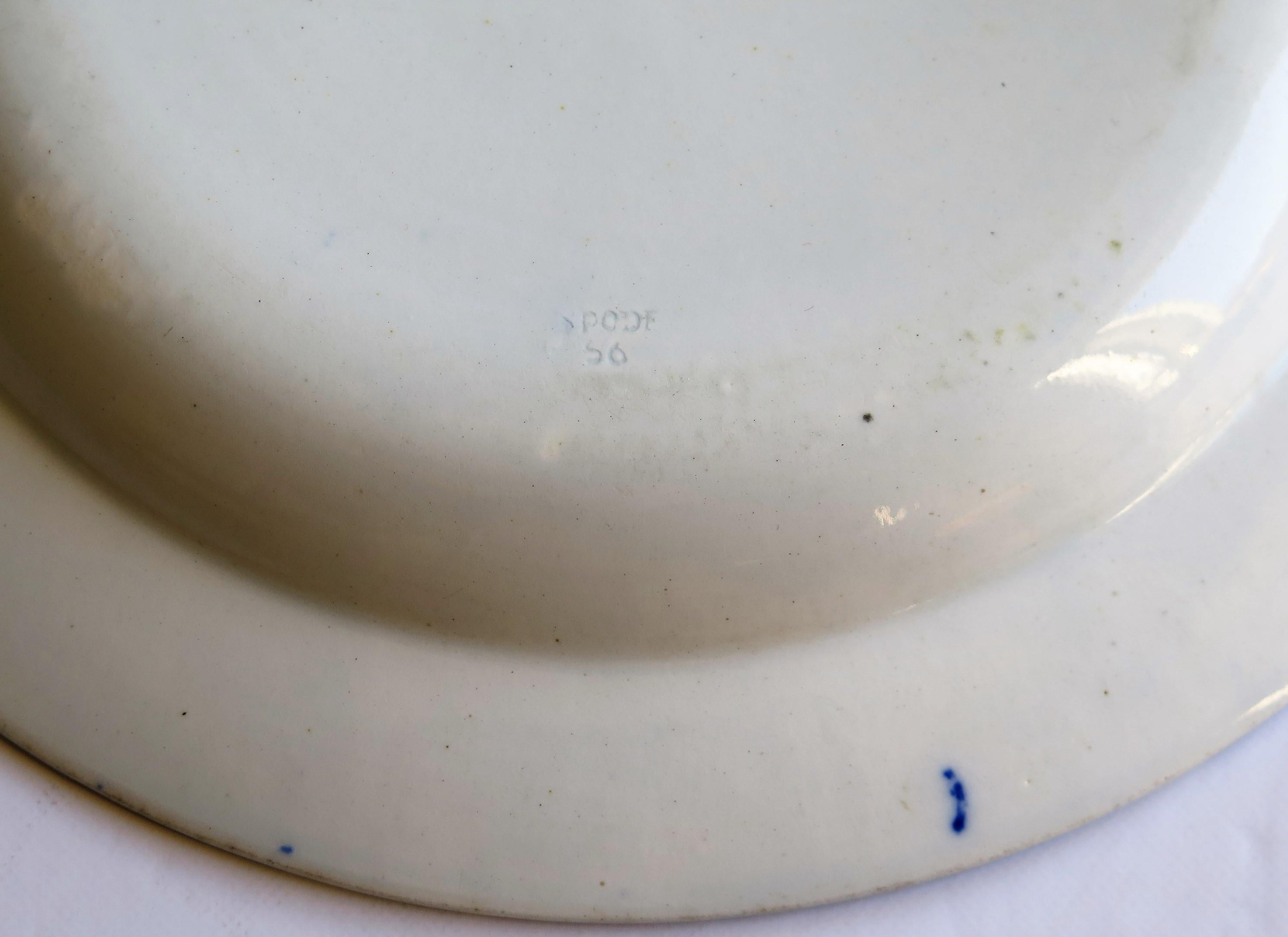 Fine Early Spode Pearlware Plate Blue and White Pagoda Pattern, circa 1805 6