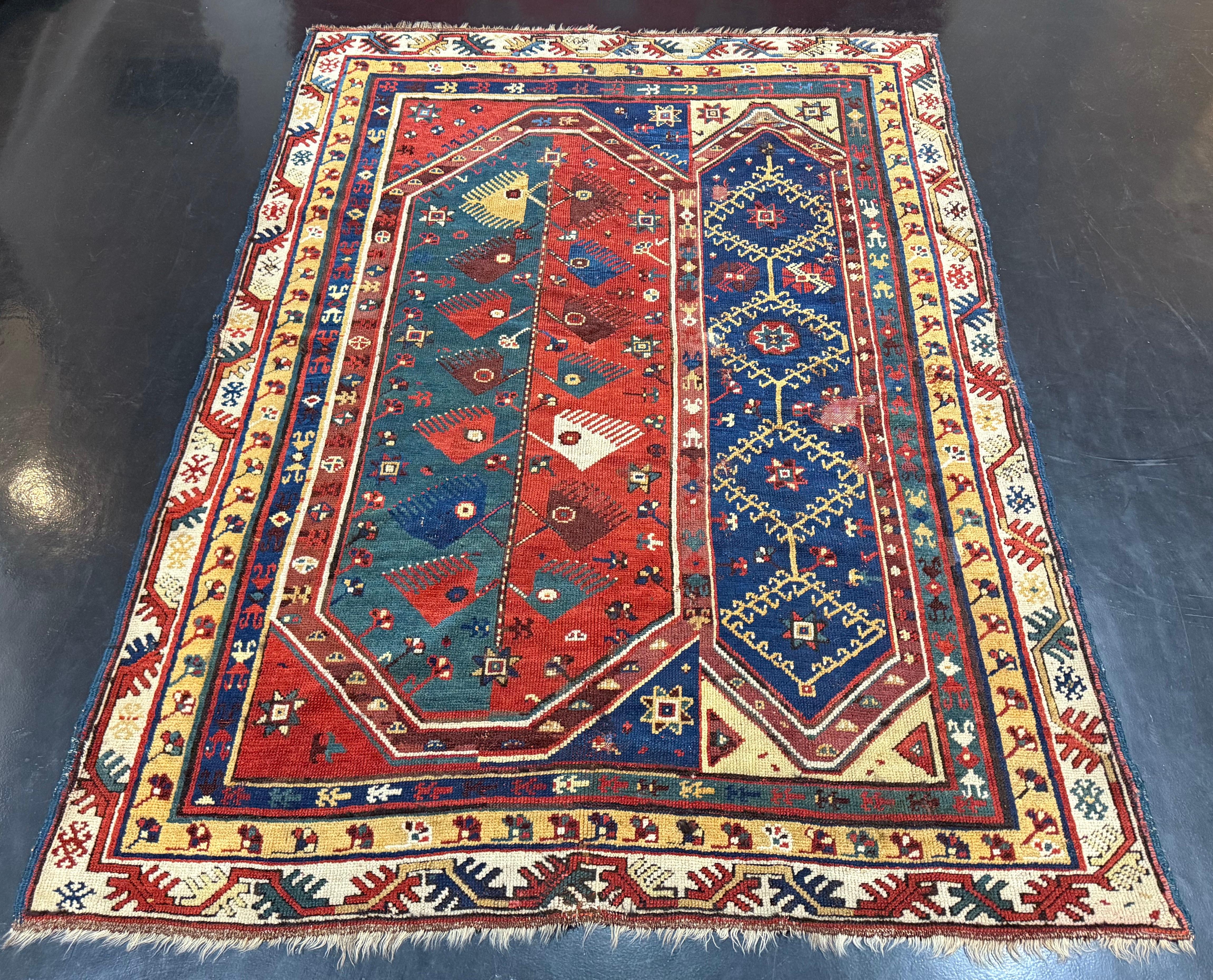 Feiner früh-türkischer Makri-Wollteppich 4'6