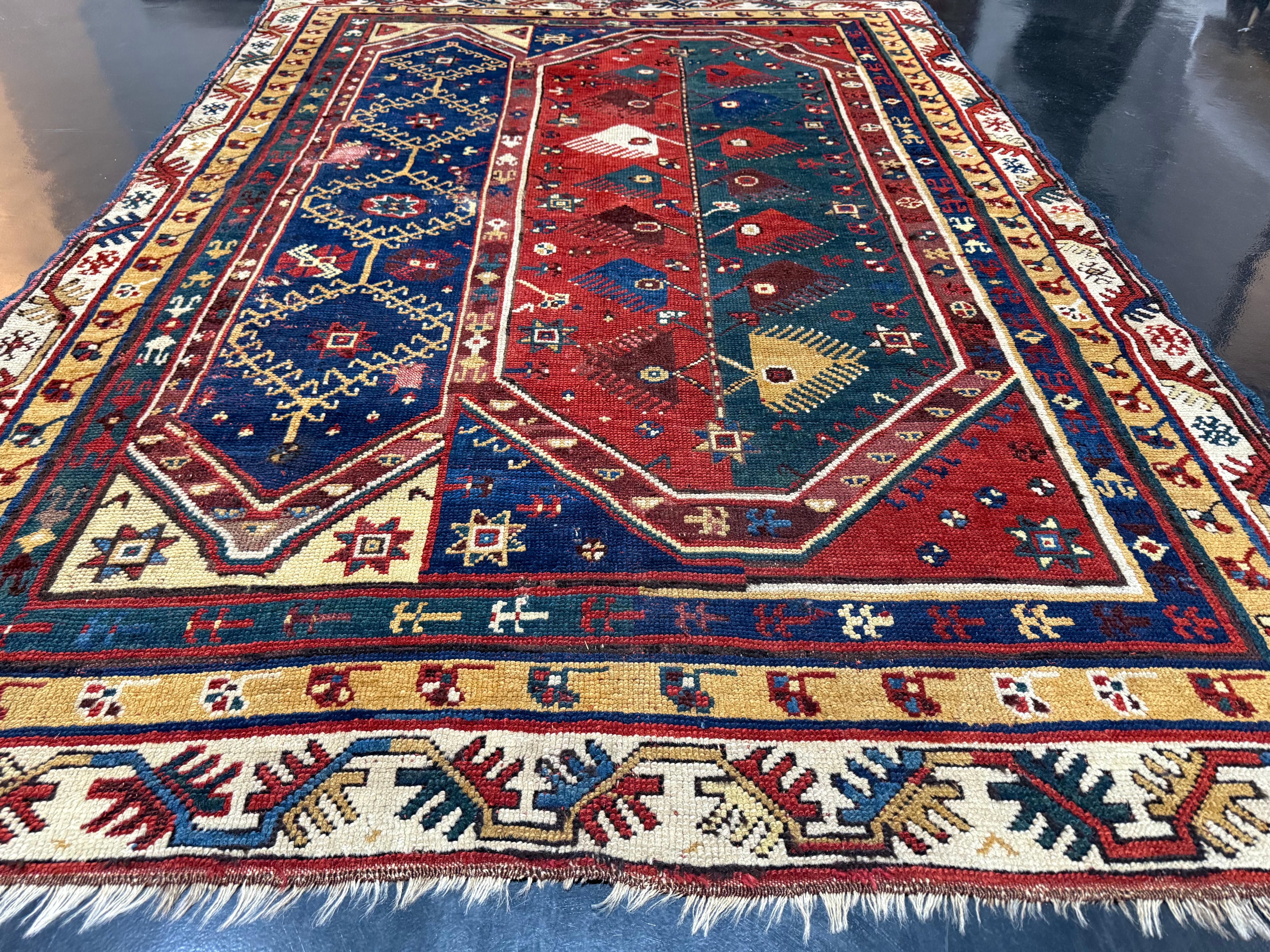 Feiner früh-türkischer Makri-Wollteppich 4'6