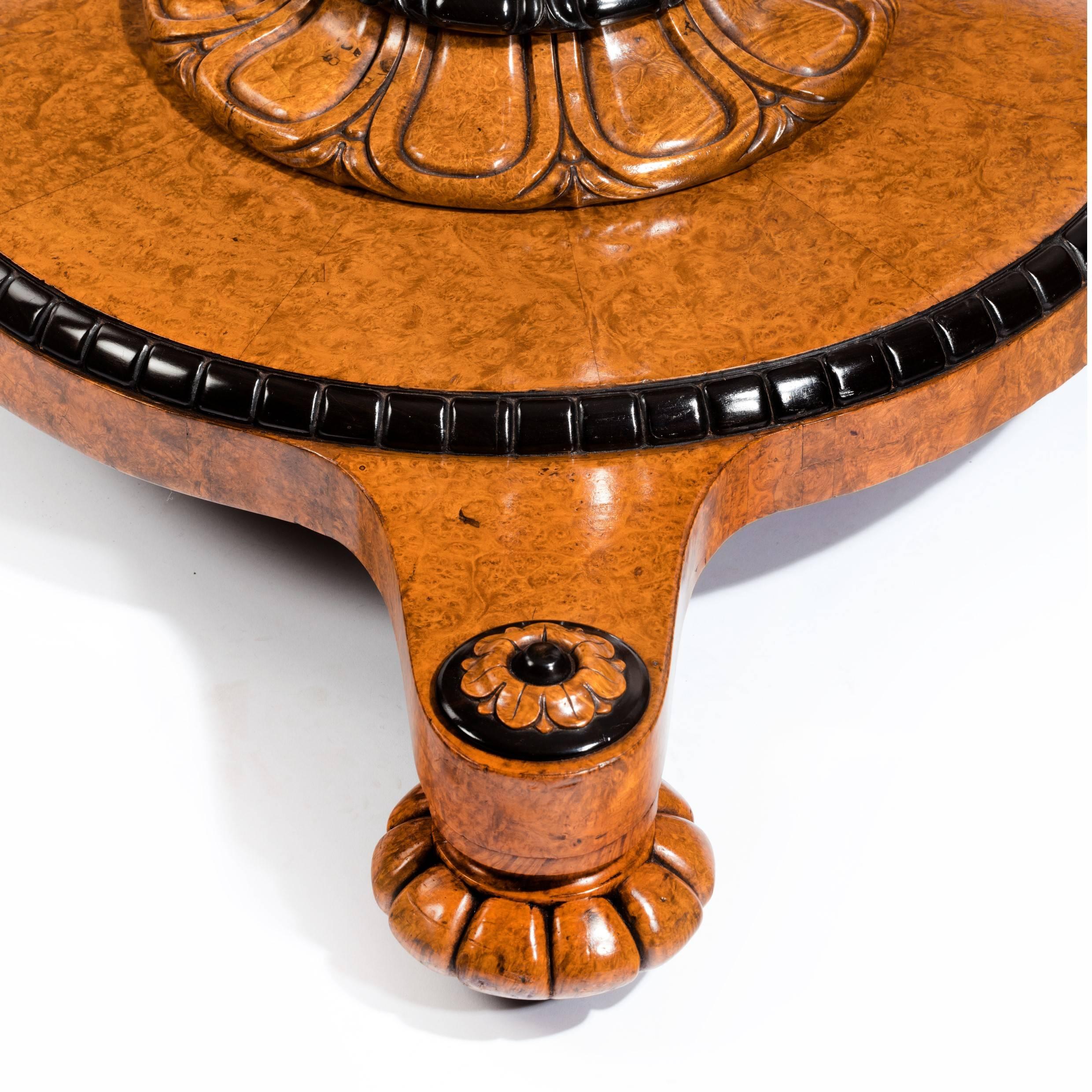 Fine Early Victorian Amboyna Centre Table by Taprell and Holland & Sons 6