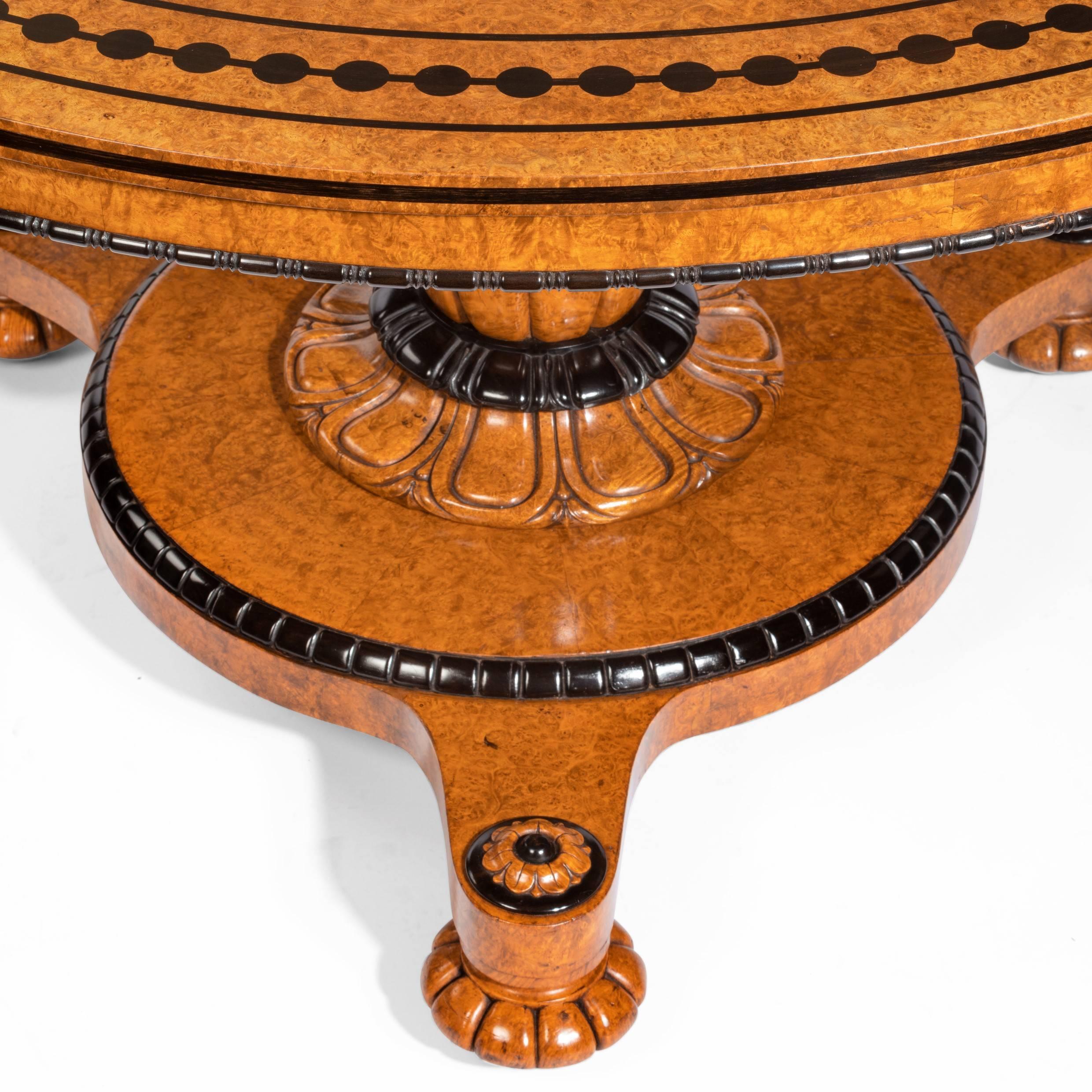 Mid-19th Century Fine Early Victorian Amboyna Centre Table by Taprell and Holland & Sons