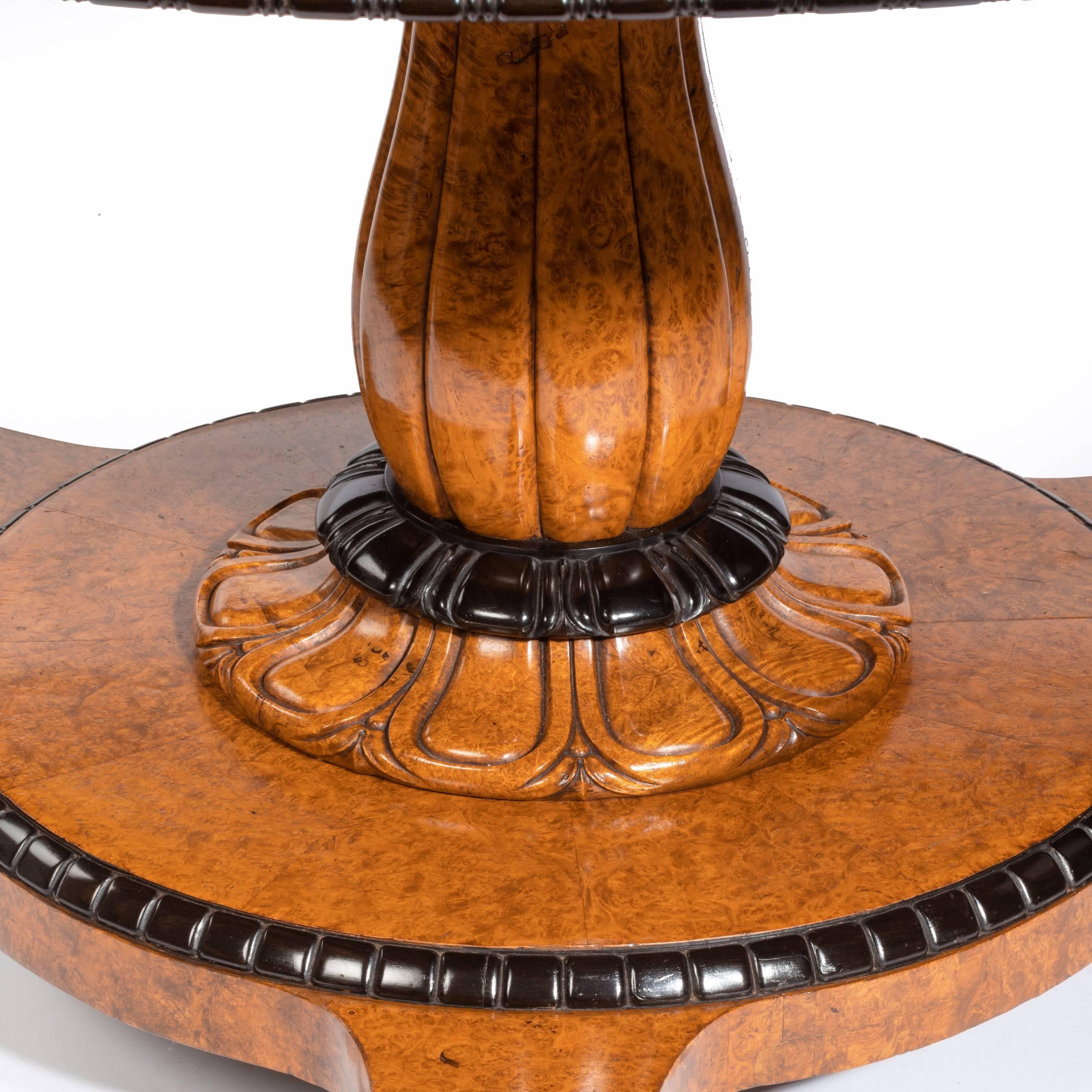 Fine Early Victorian Amboyna Centre Table by Taprell and Holland & Sons 1