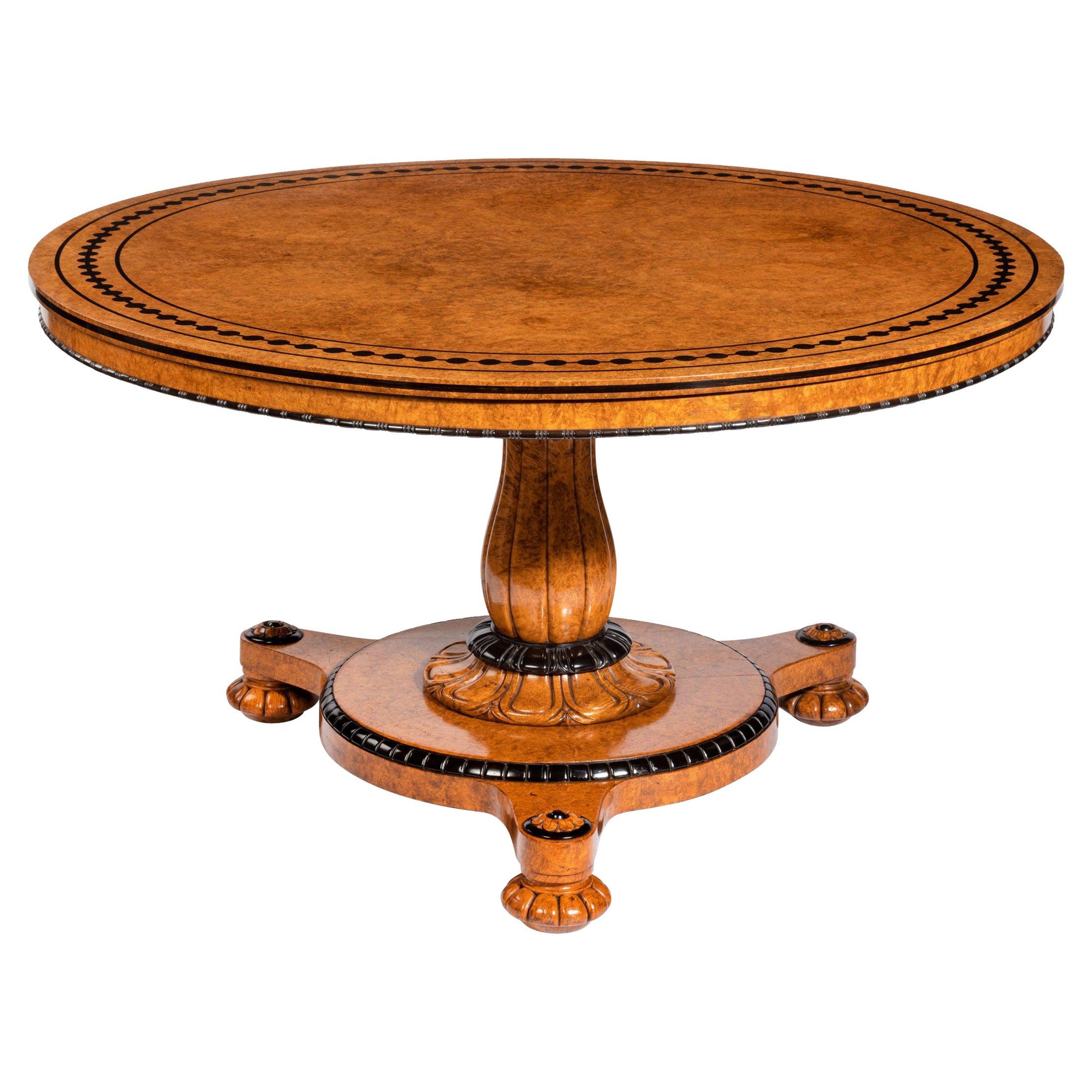 Fine Early Victorian Amboyna Centre Table by Taprell and Holland & Sons For Sale