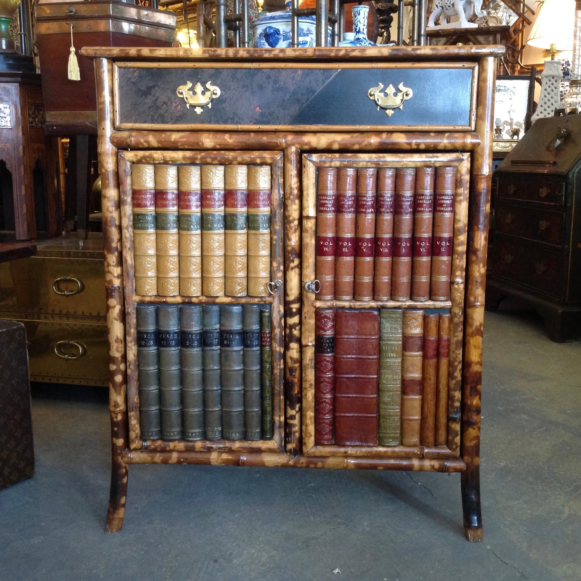 English Fine Edwardian Bamboo Bookcase or Cabinet