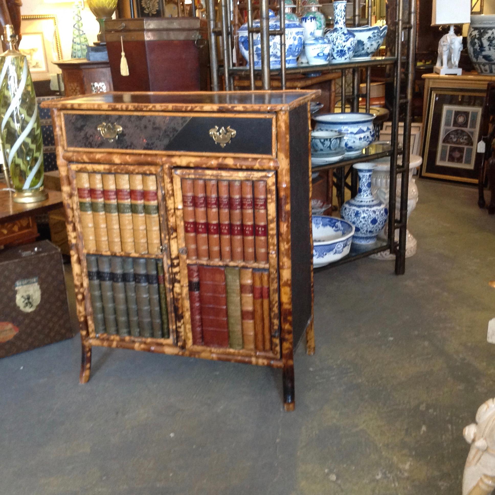 Fine Edwardian Bamboo Bookcase or Cabinet 1