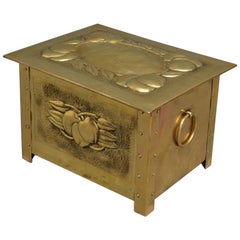 Antique Fine Edwardian Brass Coal Scuttle / Log Box