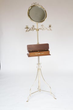 Fine Edwardian Brass & Walnut Ornate Dressing Stand