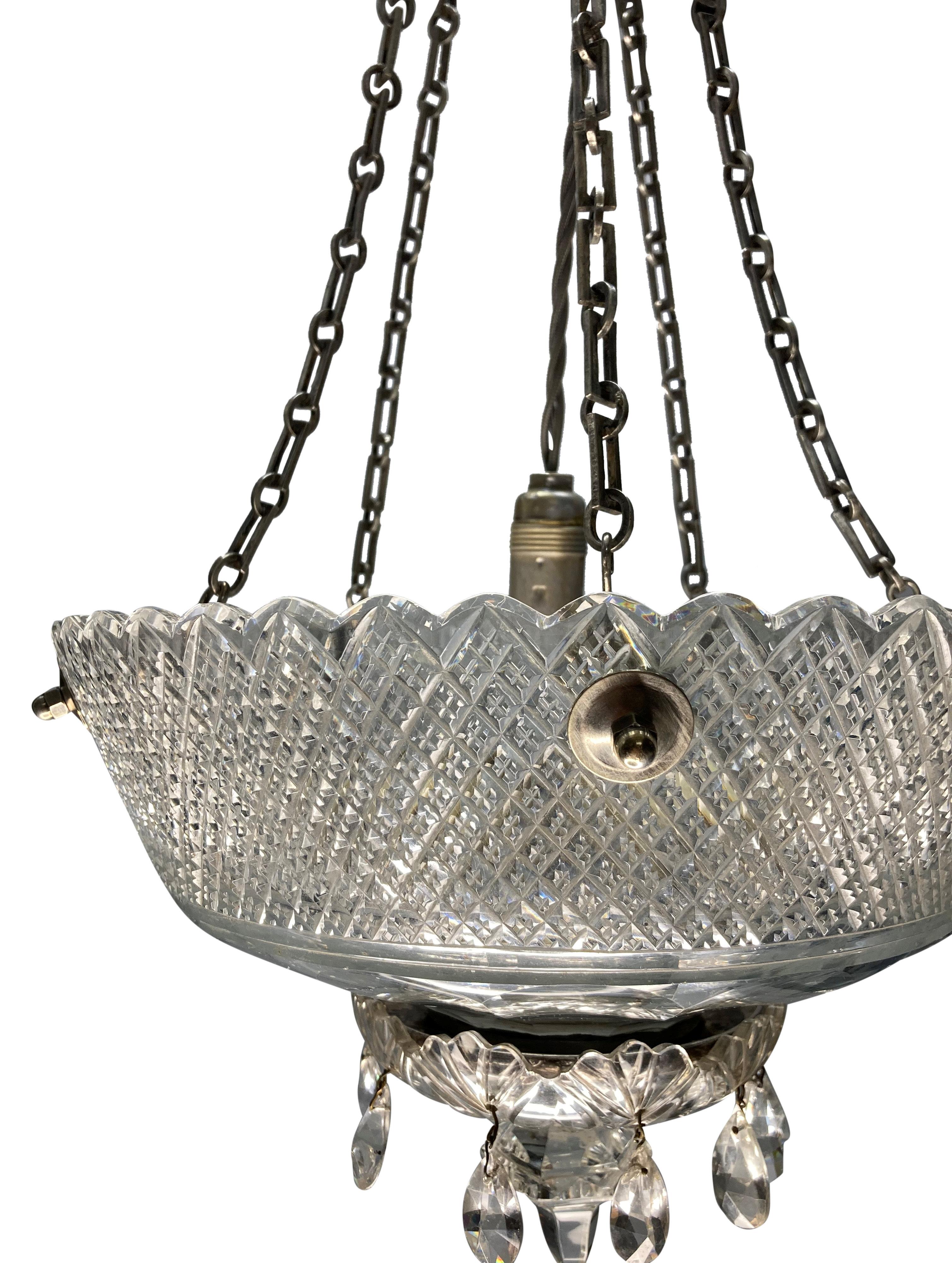 Lampe à vaisselle en verre taillé de style édouardien Bon état - En vente à London, GB