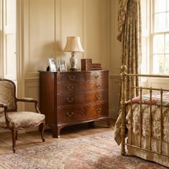 Fine Edwardian Figured Mahogany Bow Front Chest Of Drawers