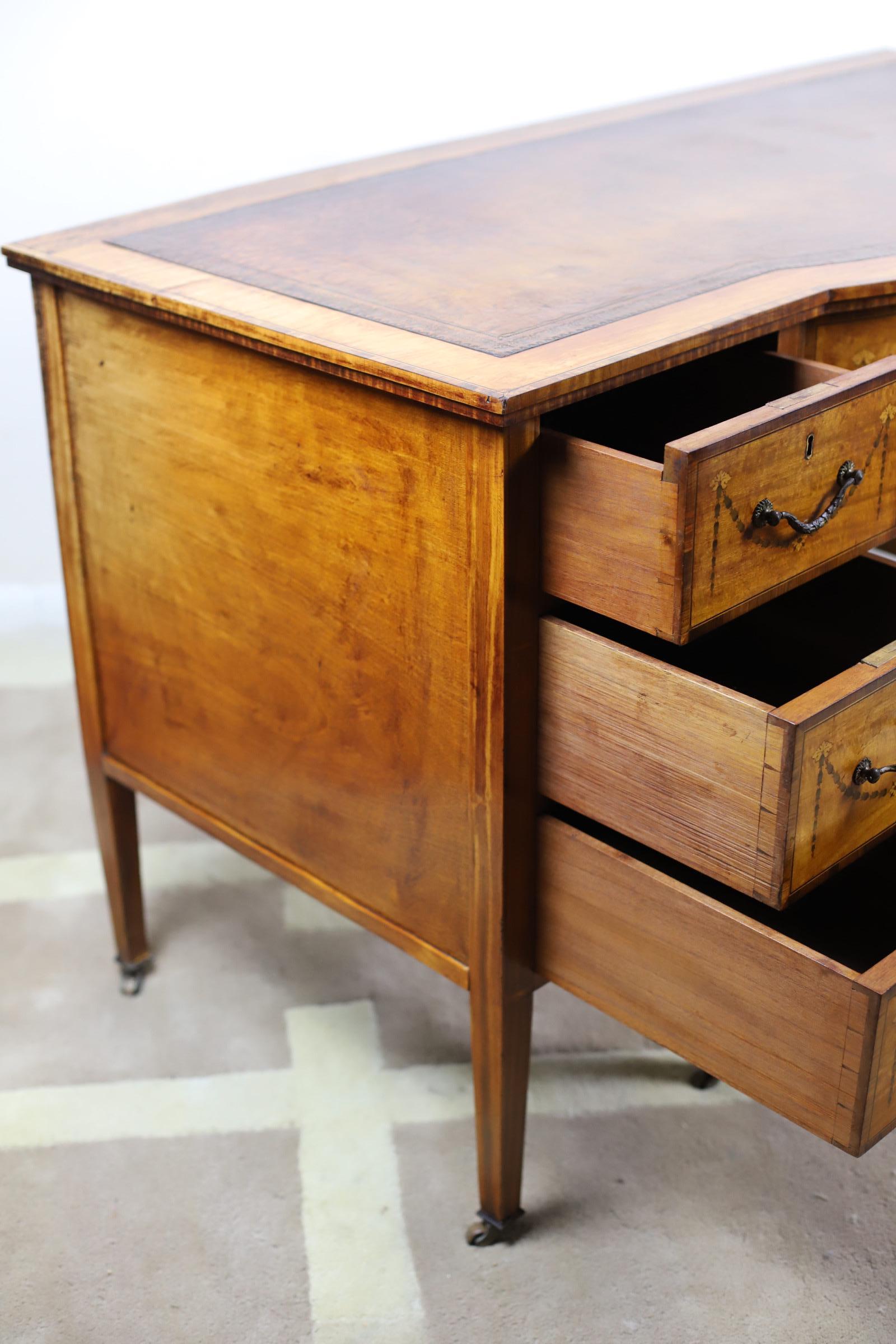 Fine Edwardian Neoclassical Revival Satinwood Desk 6