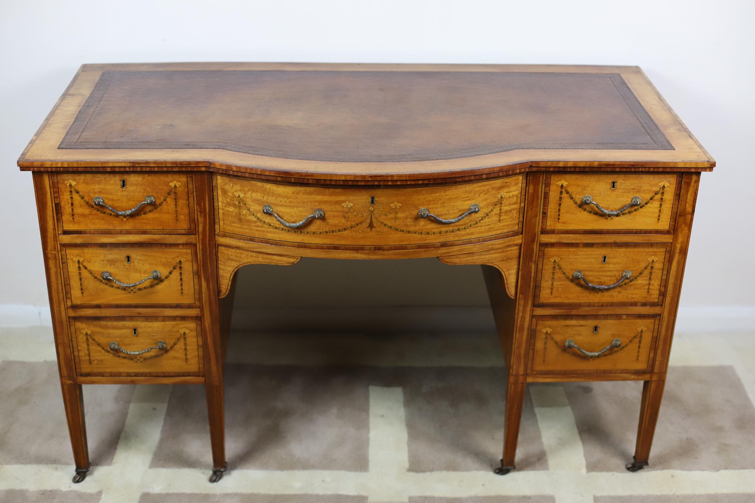 Fine Edwardian Neoclassical Revival Satinwood Desk 13