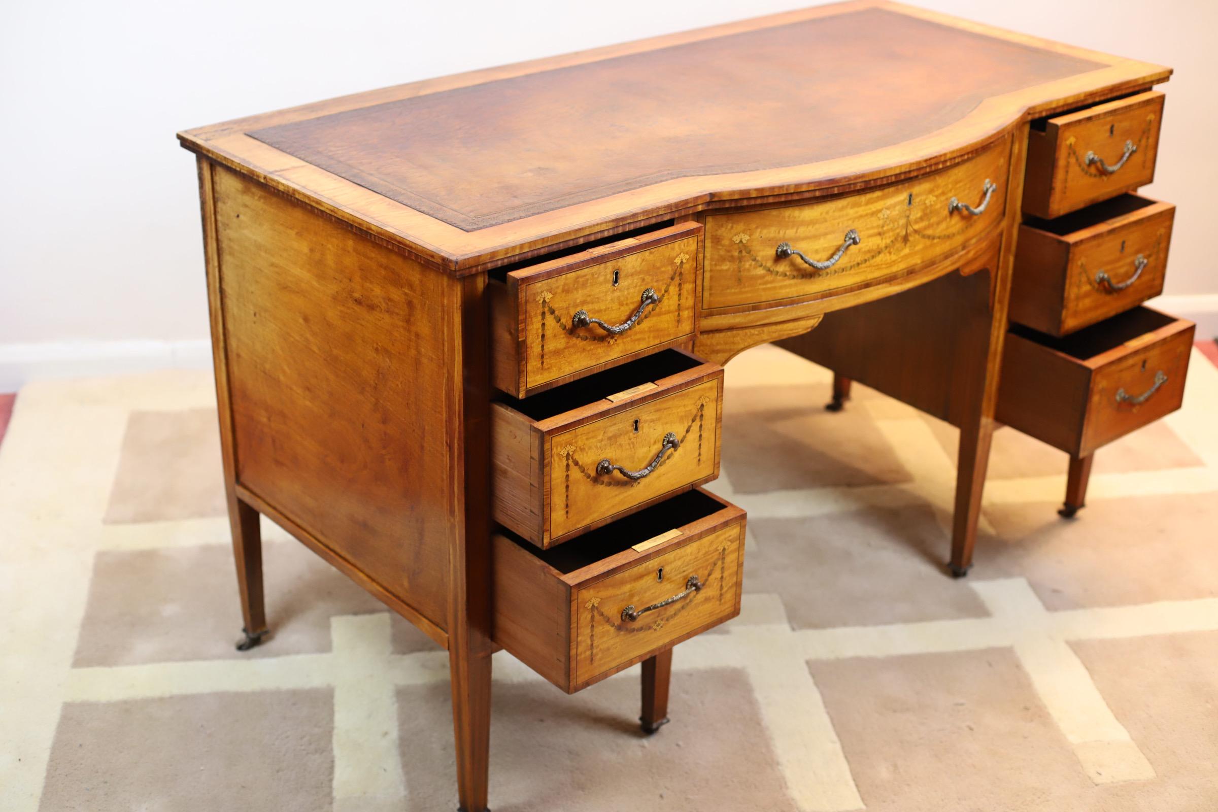 Fine Edwardian Neoclassical Revival Satinwood Desk 3