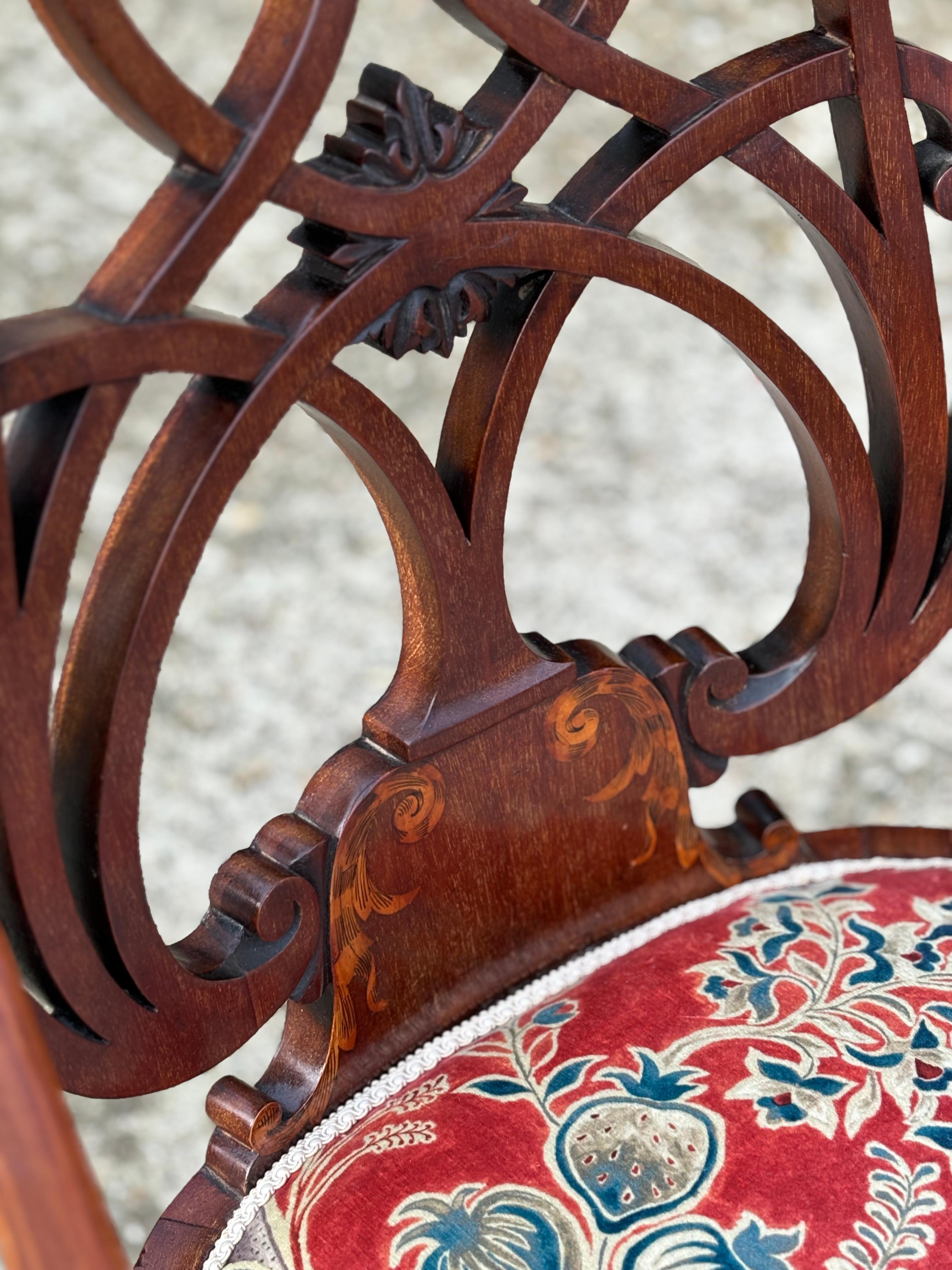 Fine Edwardian Period Marquetry and Inlay Occasional Armchair For Sale 1