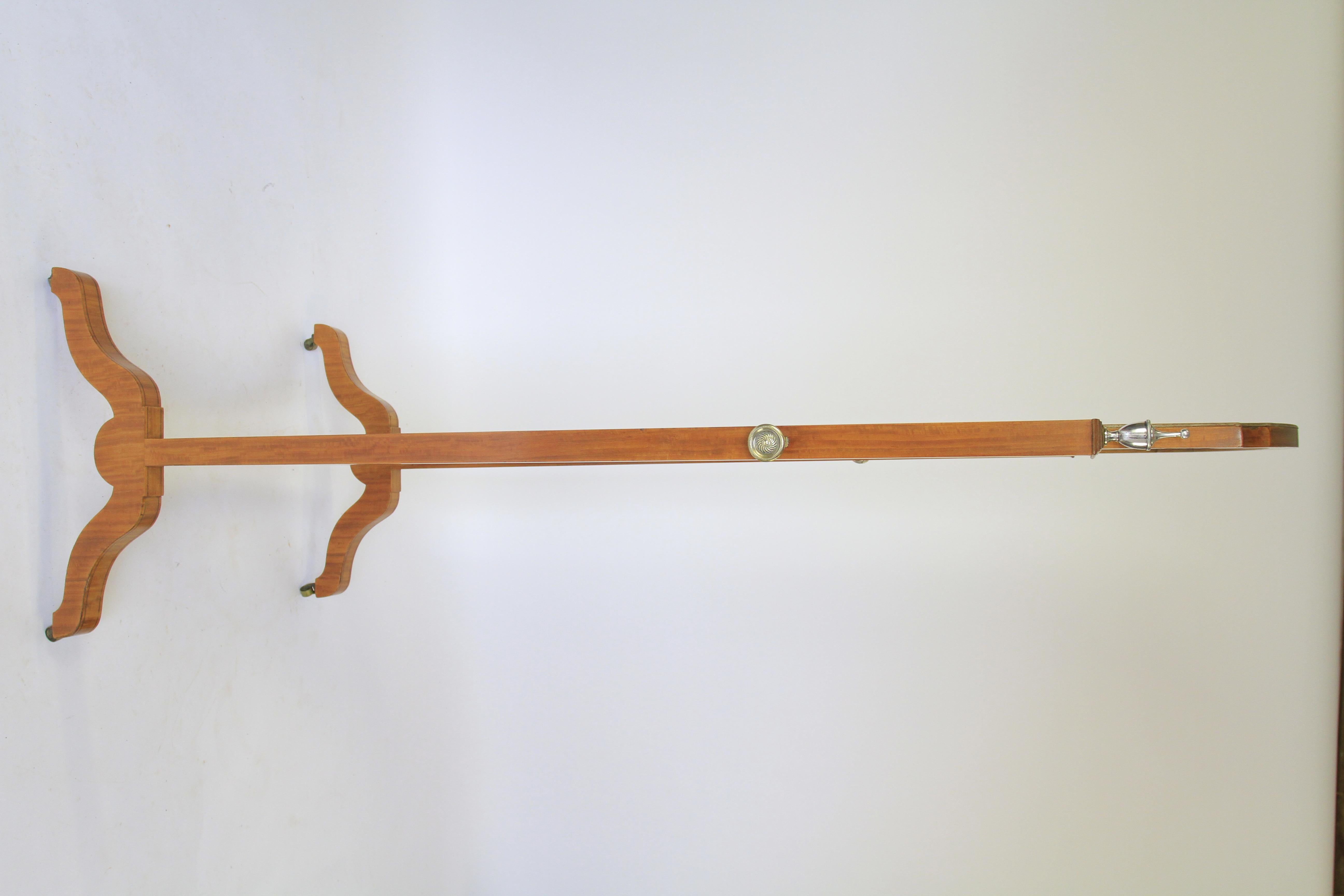 British Fine Edwardian Satinwood Cheval Mirror by Maple & co