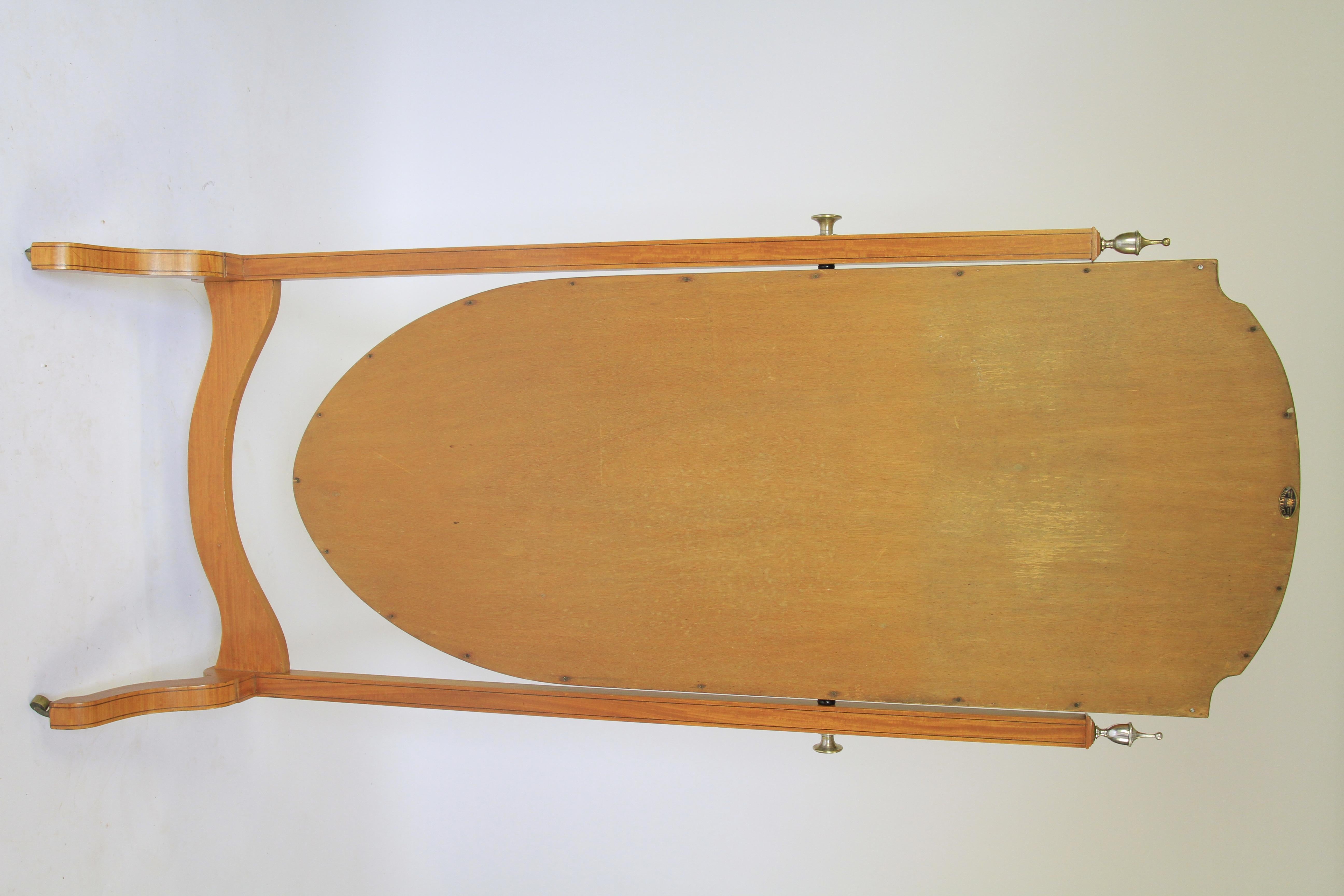Polished Fine Edwardian Satinwood Cheval Mirror by Maple & co