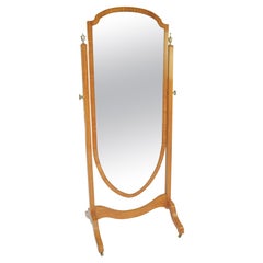 Edwardianischer Satinholz-Chevalspiegel von Maple & Co.