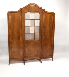 Fine Edwardian Walnut Inlaid Three Fold Floor Standing Screen Room Divider