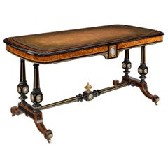 Used Fine Edwards and Roberts 19th Century Ebonized and Thuya Wood Writing Table