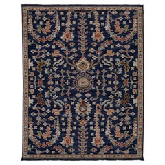 Fine Egyptian Wool Blend Traditional Medallion Rug in Navy Blue & Terracotta