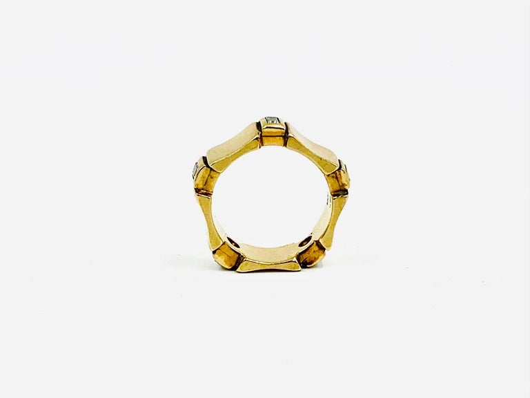 Jonc Art Déco En Or 18k Massif Avec Diamant - Taille 54/55, Occasion, Bijou Ancien