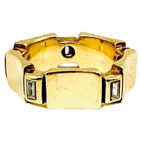 Fine Elegant Estate Art Deco Five Stone Diamond 14K Yellow Gold Band Ring For Sale