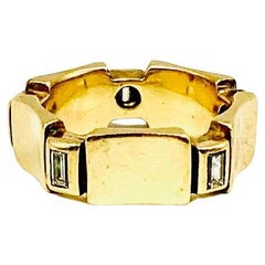 Fine Elegant Estate Art Deco Five Stone Diamond 14K Yellow Gold Band Ring