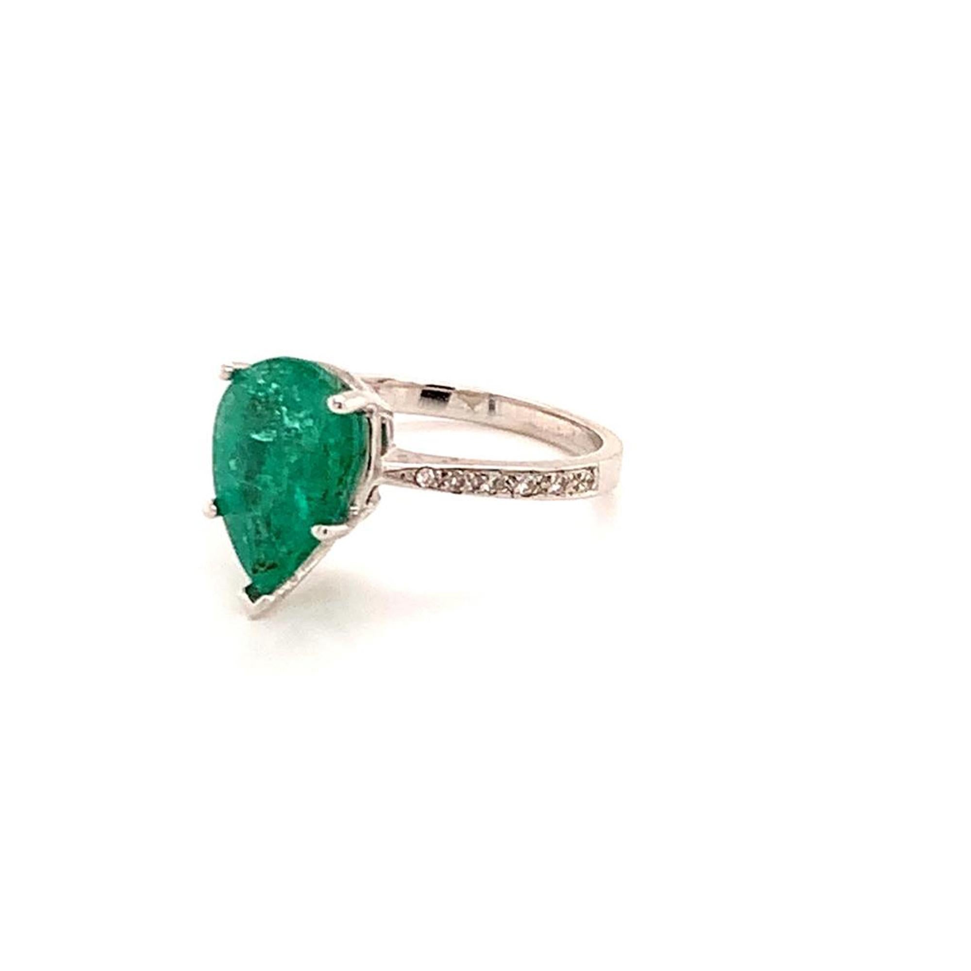 Diamond Emerald Ring 14k Gold 3.59 TCW Certified 3