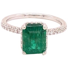 Diamond Emerald Ring 18k Gold 2.81 Tcw Women Certified