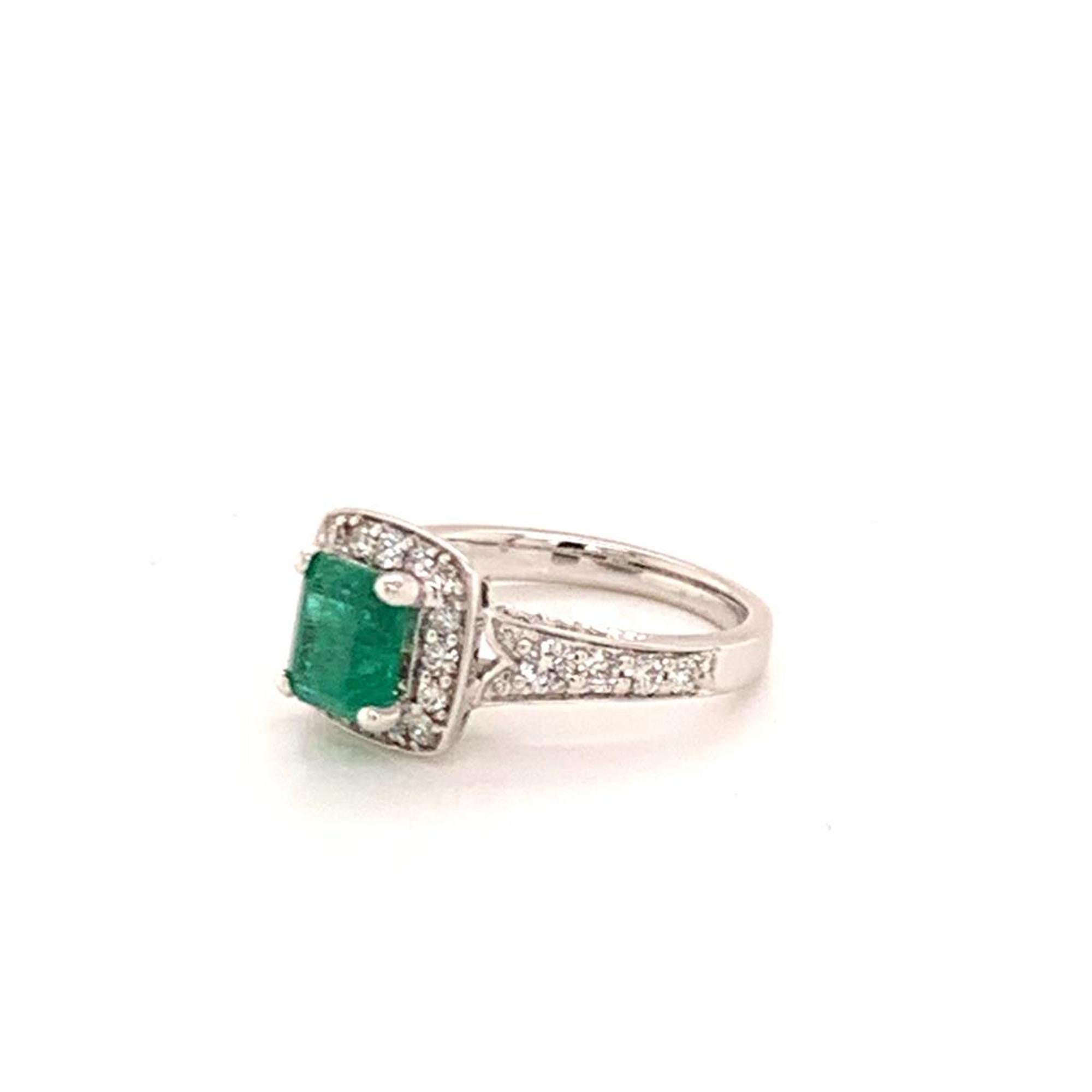 Women's Diamond Emerald Ring 14k Gold 1.40 TCW Certified  For Sale